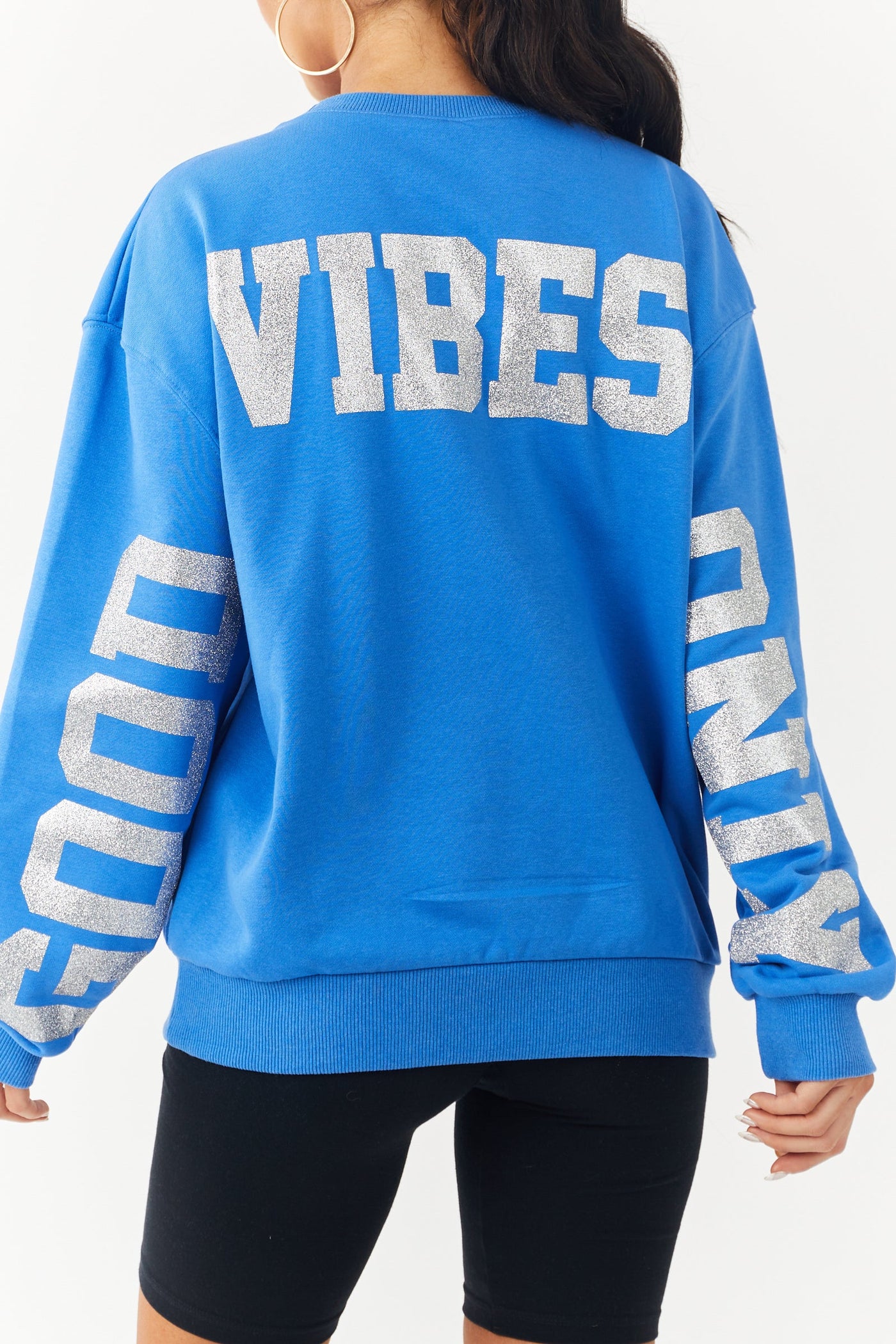 Cobalt 'Good Vibes Only' Glitter Graphic Sweatshirt