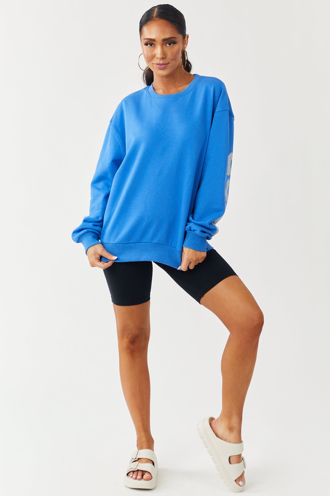 Cobalt 'Good Vibes Only' Glitter Graphic Sweatshirt