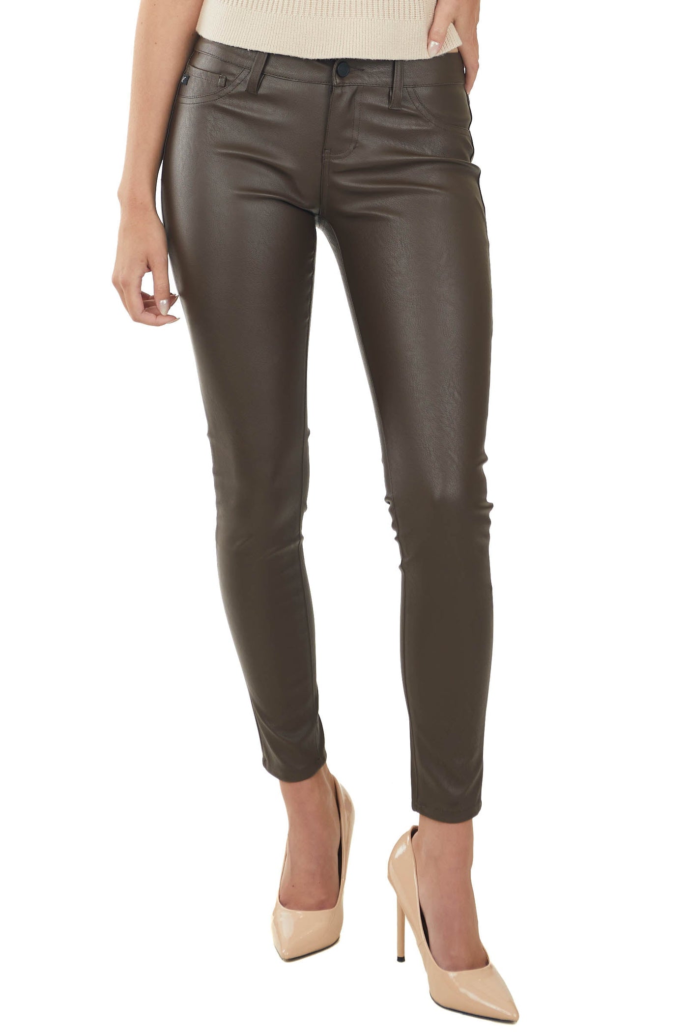Cocoa Faux Leather Low Rise Super Skinny Pants