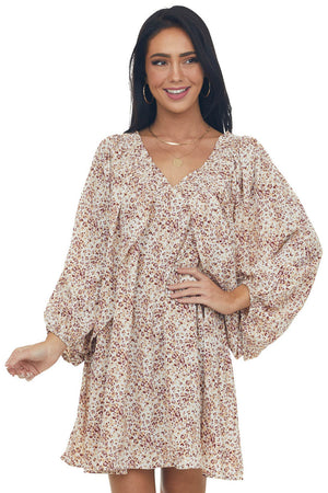 Coconut Leopard Print Open Bubble Sleeve Dress