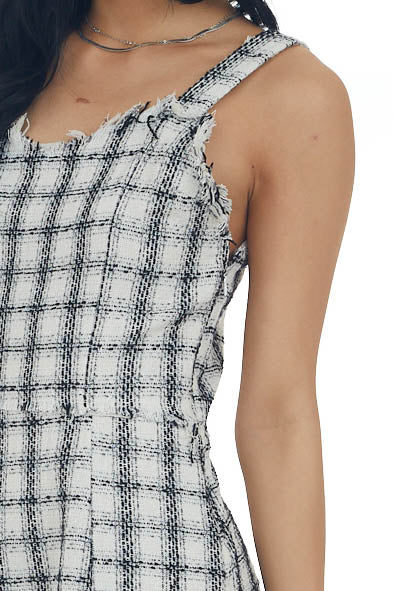 Coconut Plaid Metallic Threaded Woven Mini Dress