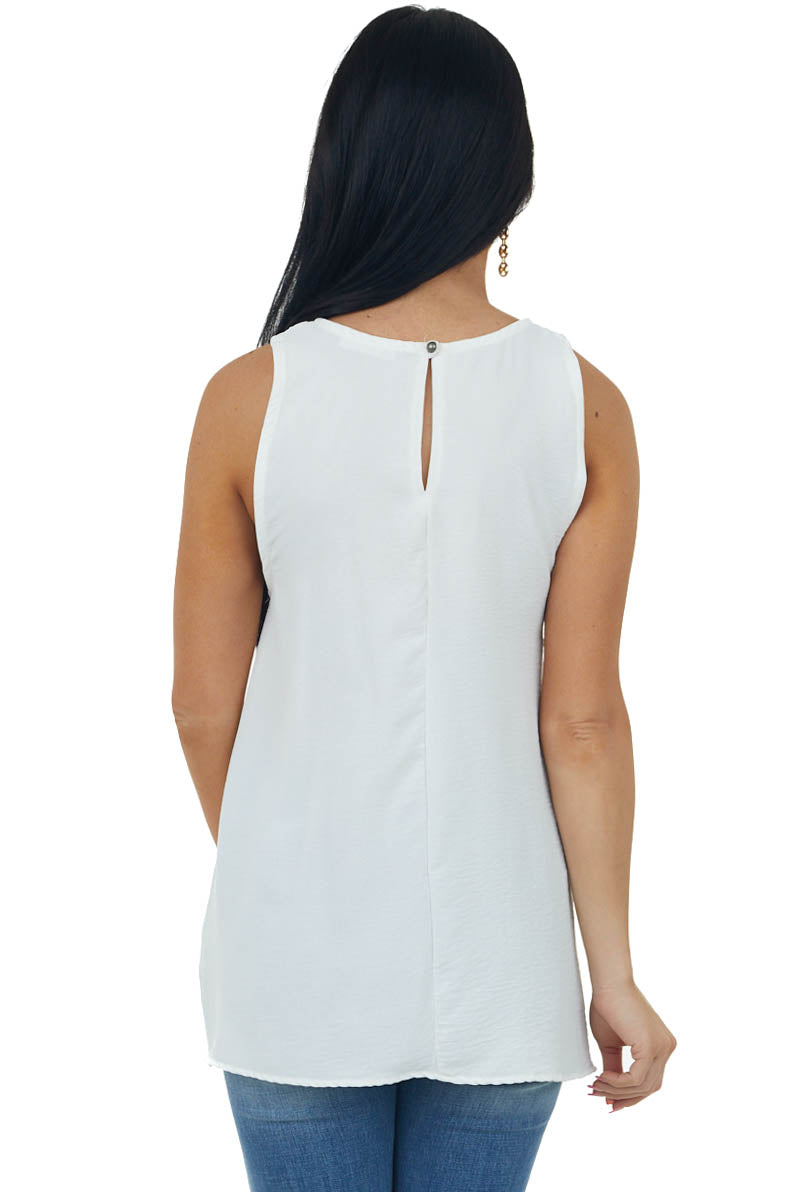 Coconut Sleeveless Criss Cross Halter Neckline Woven Top
