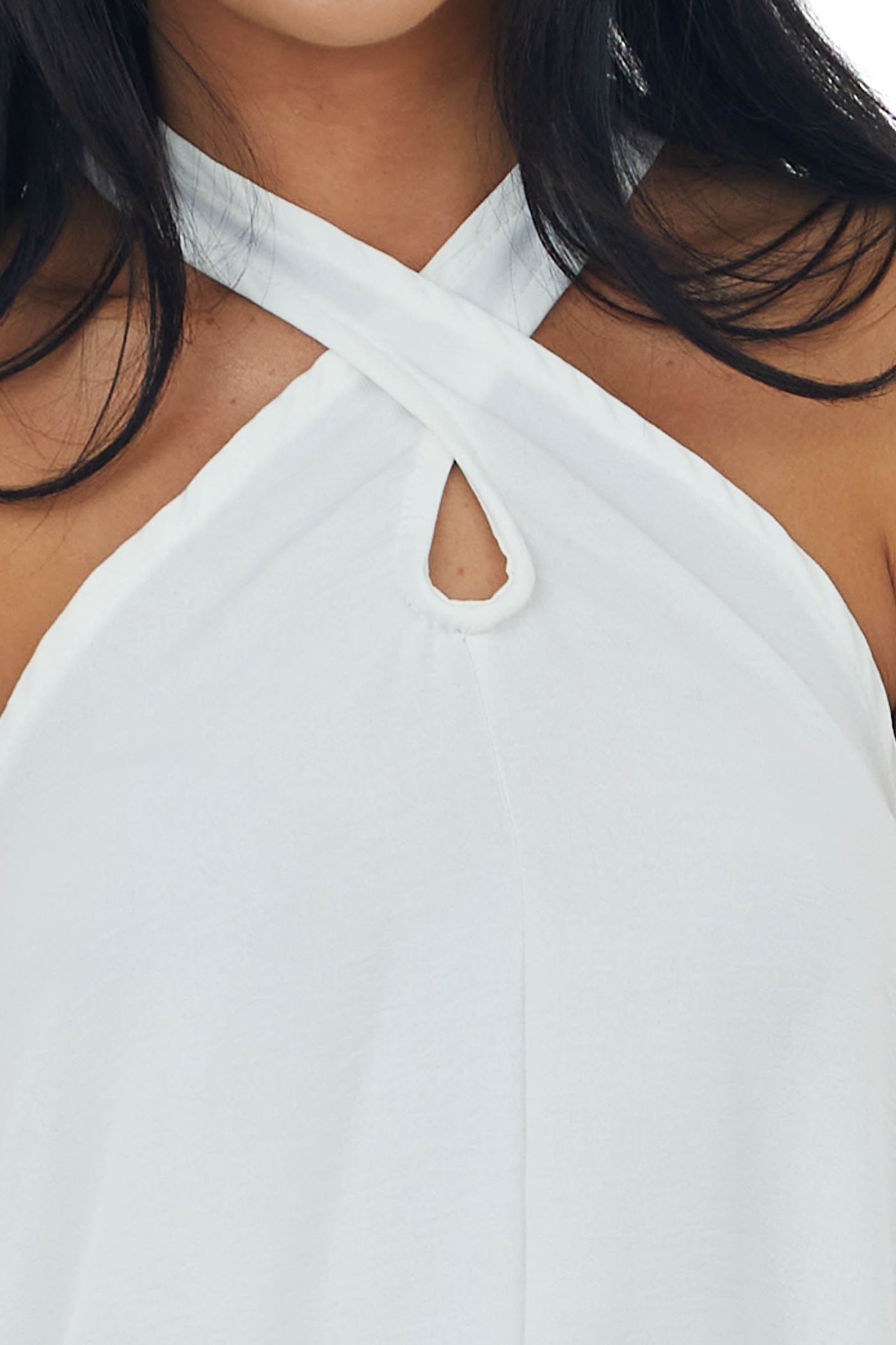 Coconut Sleeveless Criss Cross Halter Neckline Woven Top