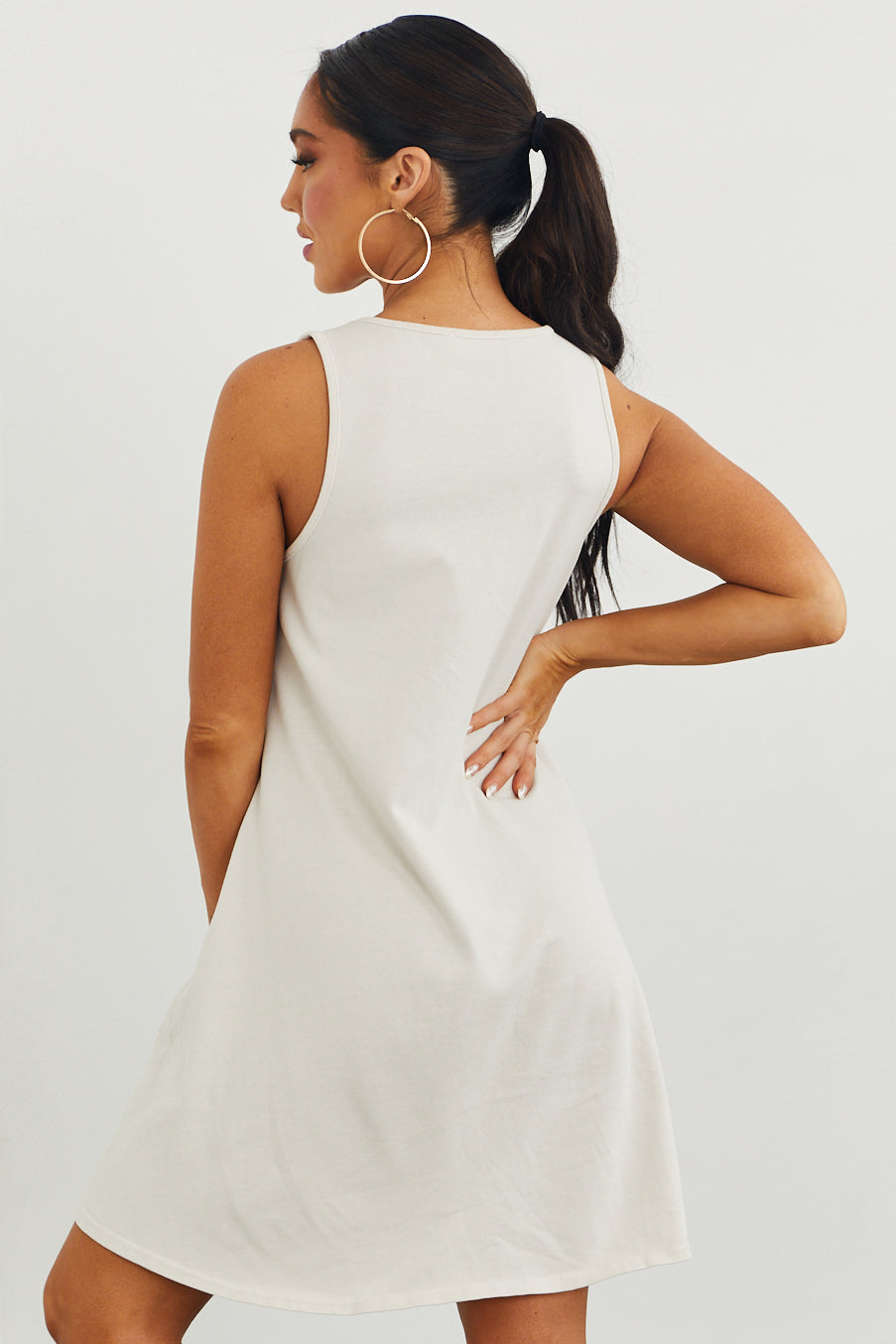 Coconut Sleeveless Swing Dress with Pockets