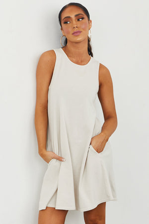 Coconut Sleeveless Swing Dress with Pockets