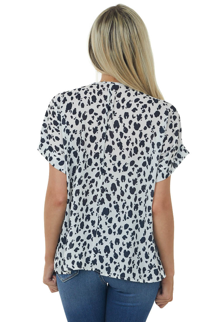 Coconut and Black Animal Print Short Sleeve Blouse