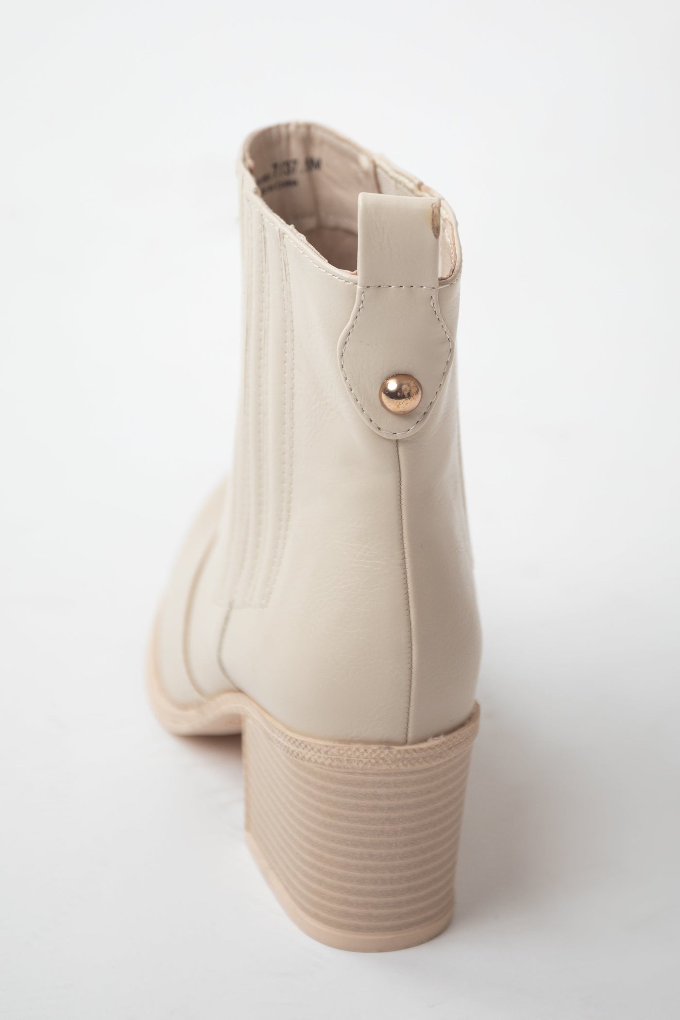 Coconut Faux Leather Western Ankle Boots