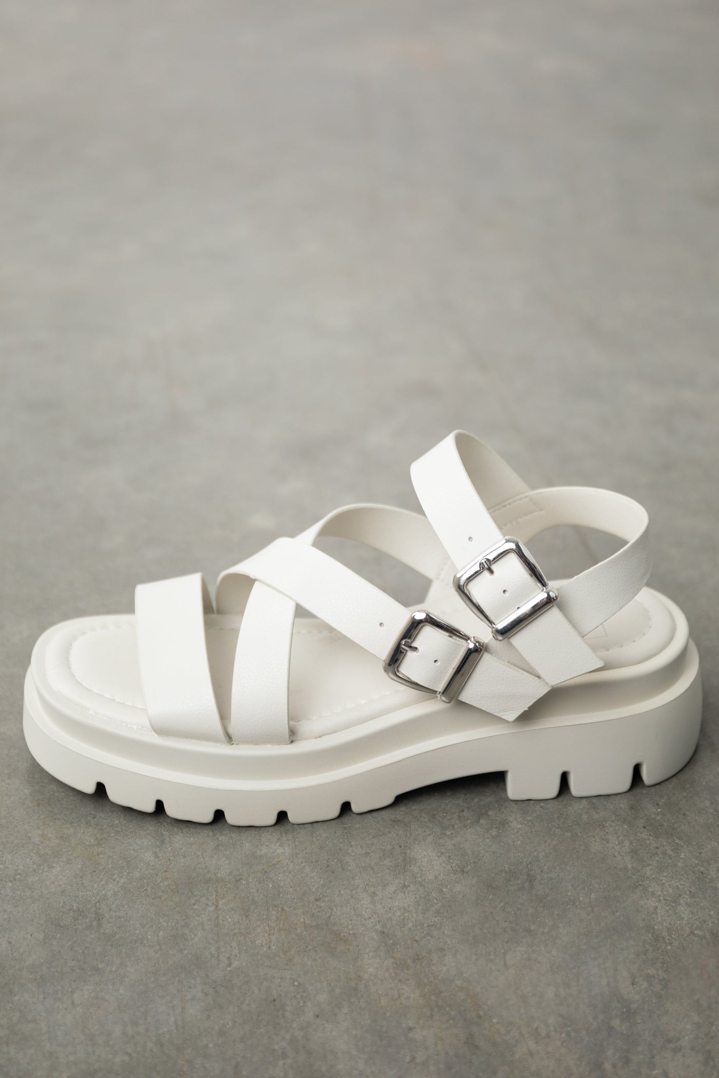 Coconut Strappy Treaded Sole Platform Sandals