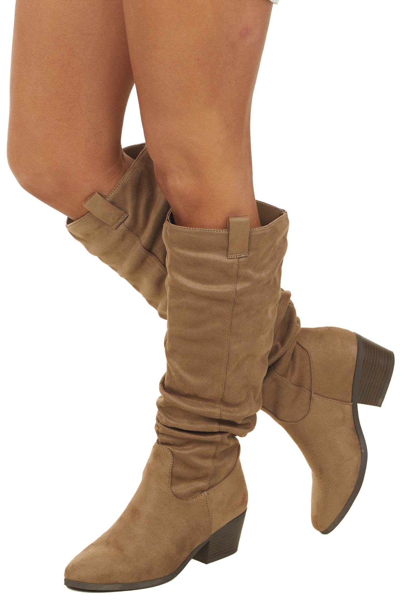 Coffee Slouchy Knee High Faux Suede Boots