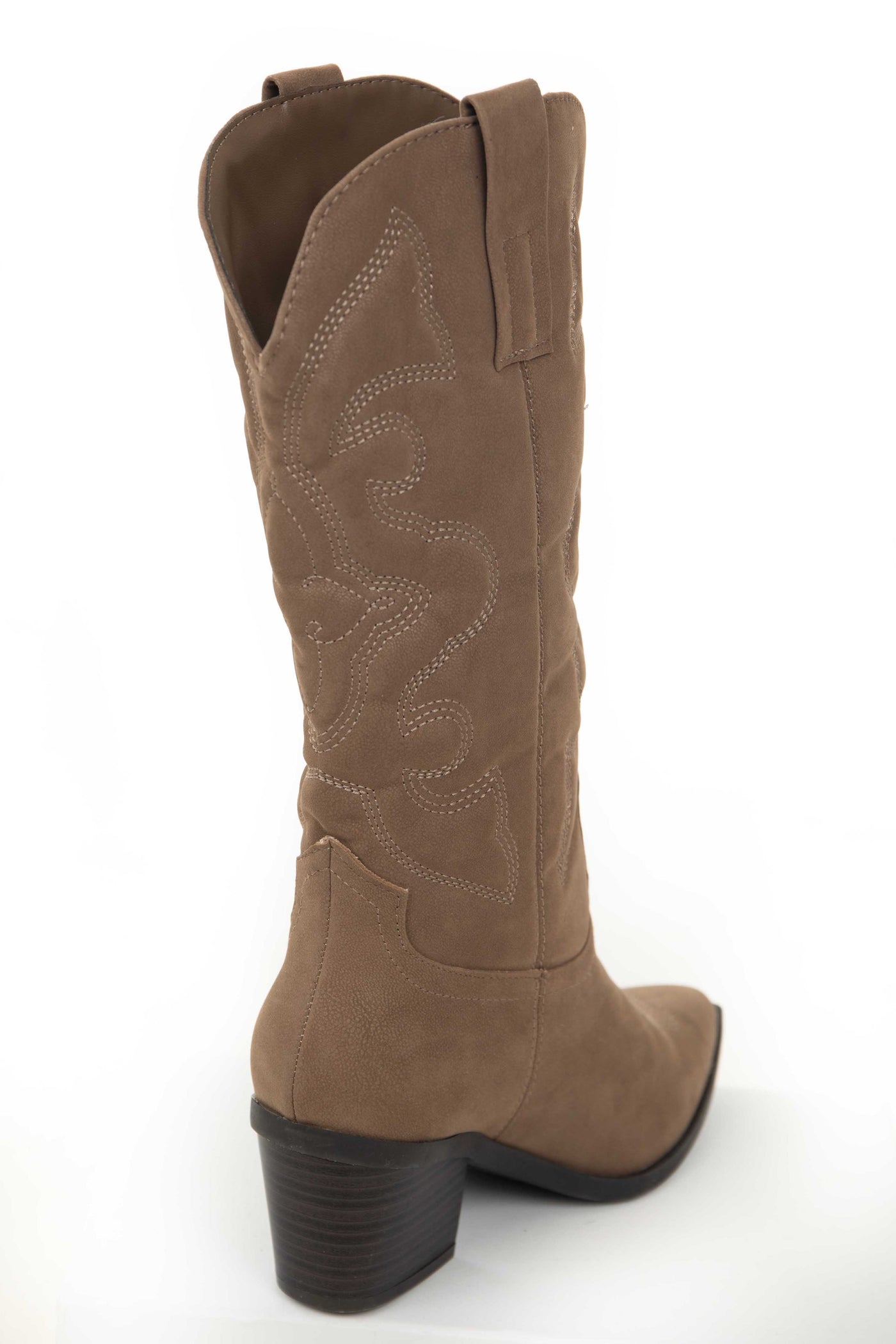 Coffee Nubuck Pointed Toe Western Boots