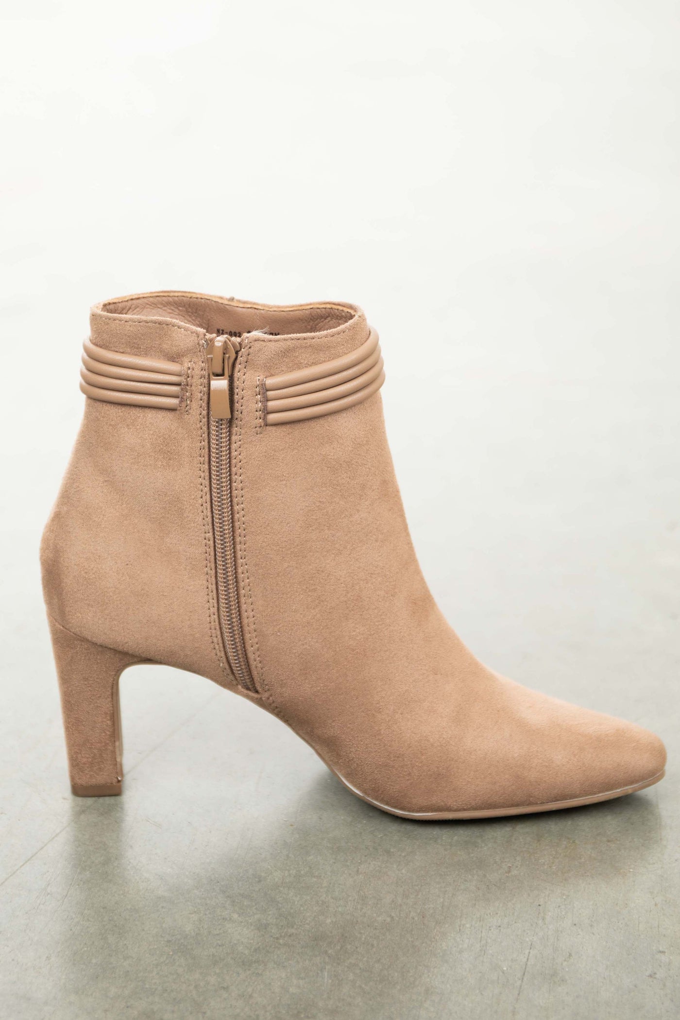 Cognac Faux Suede Booties with Ankle Knot Detail