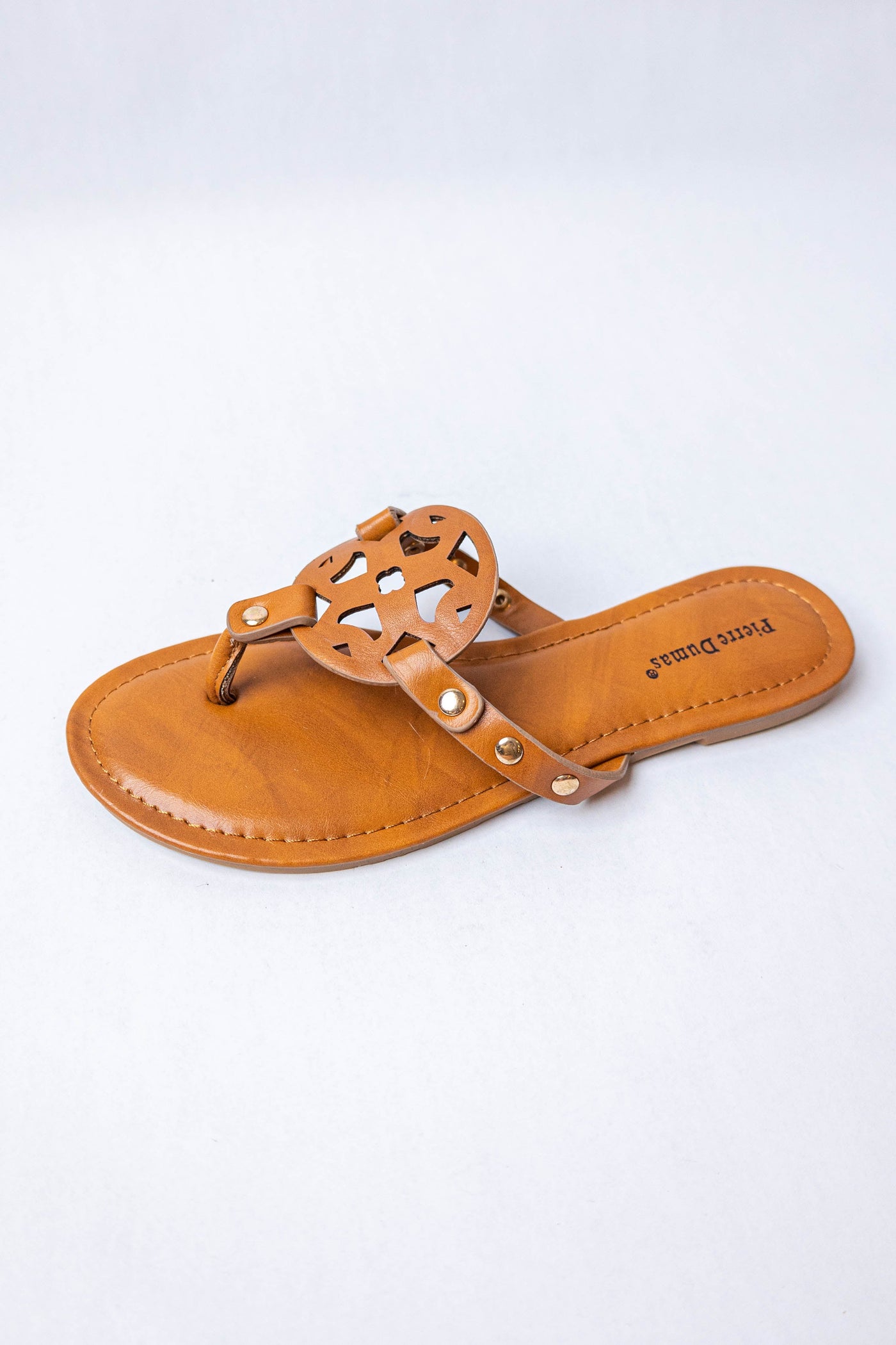 Cognac Laser Cut Out Mandala Thong Sandals