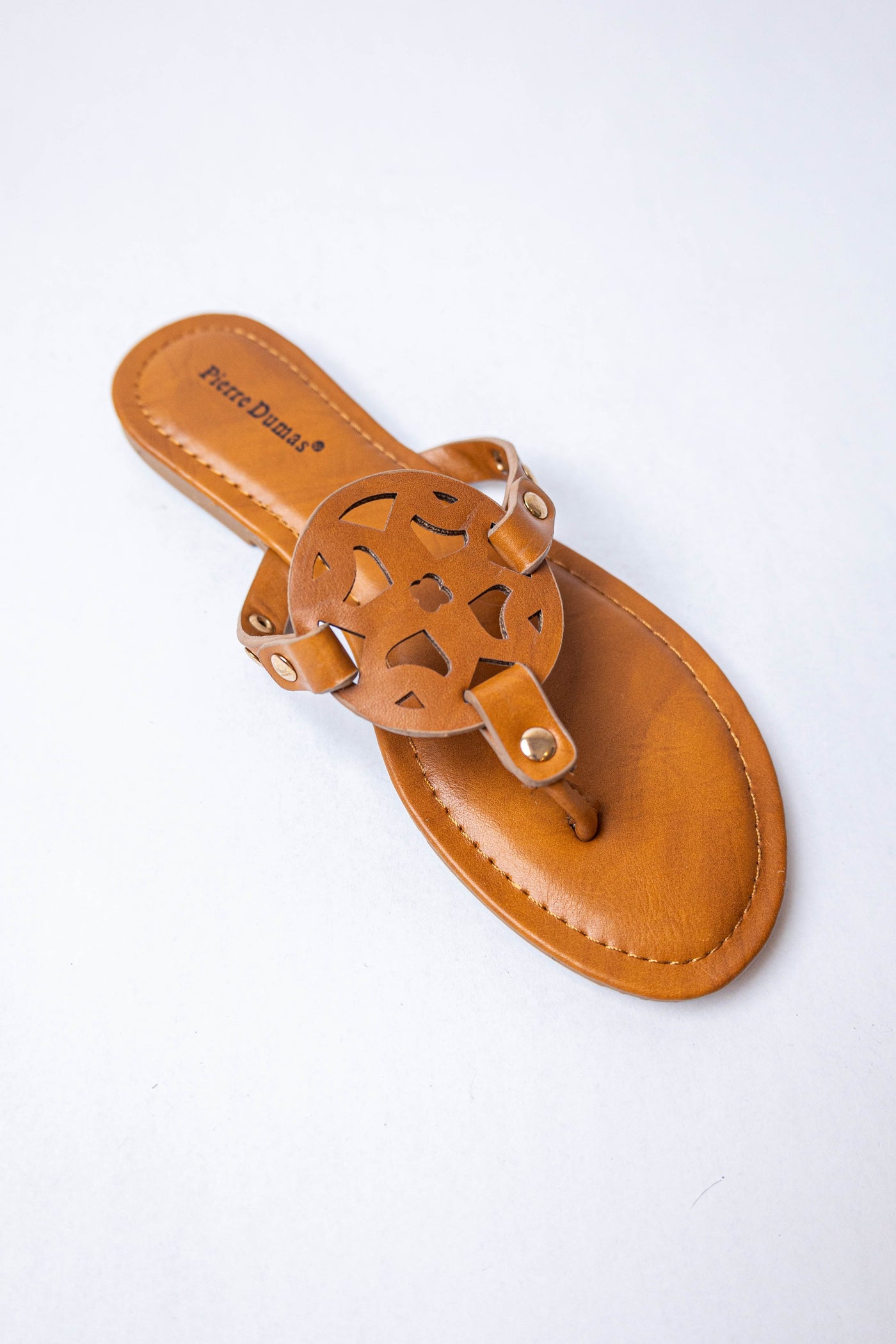 Cognac Laser Cut Out Mandala Thong Sandals