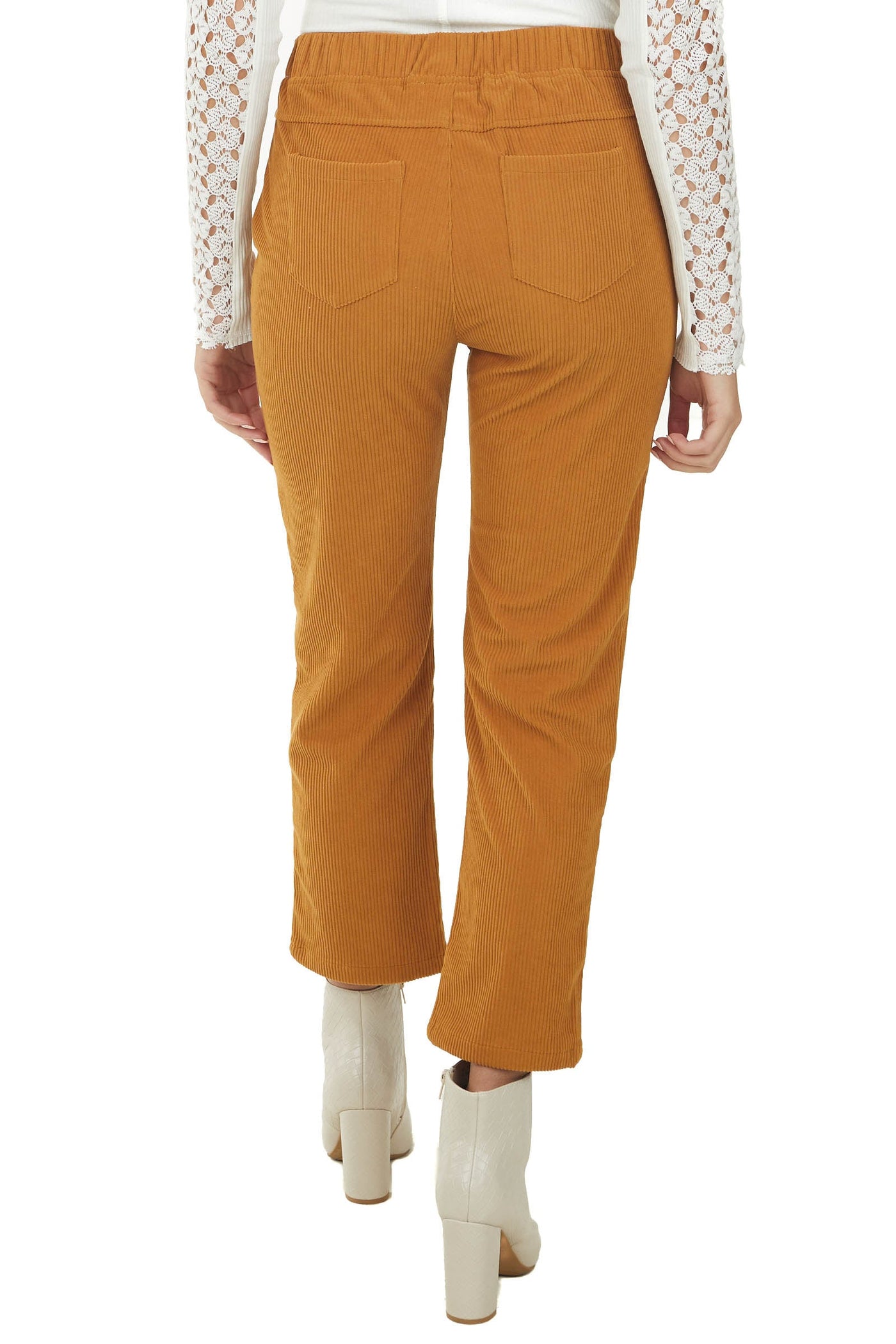 Copper Elastic Waist Slim Leg Pull On Pants