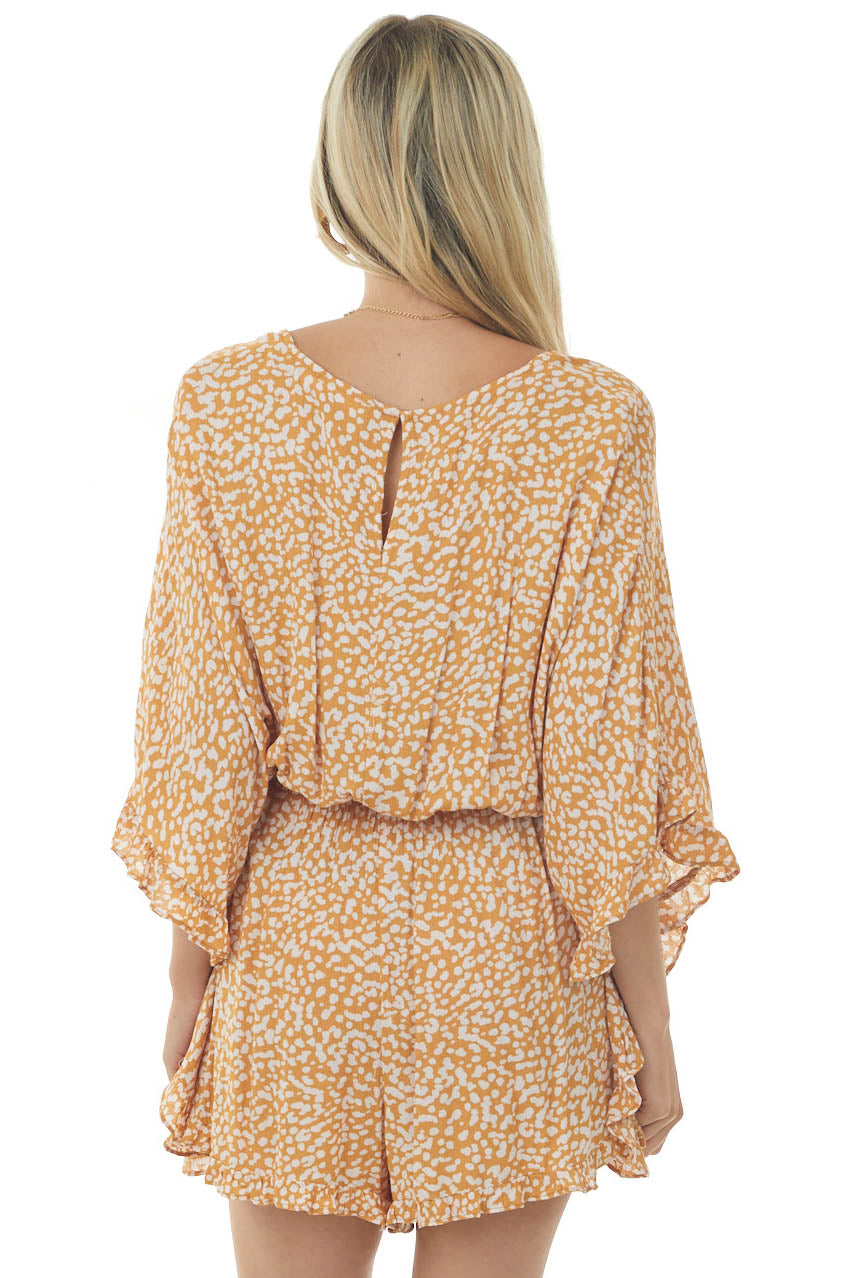 Copper Leopard Romper with Open Flowy Sleeves