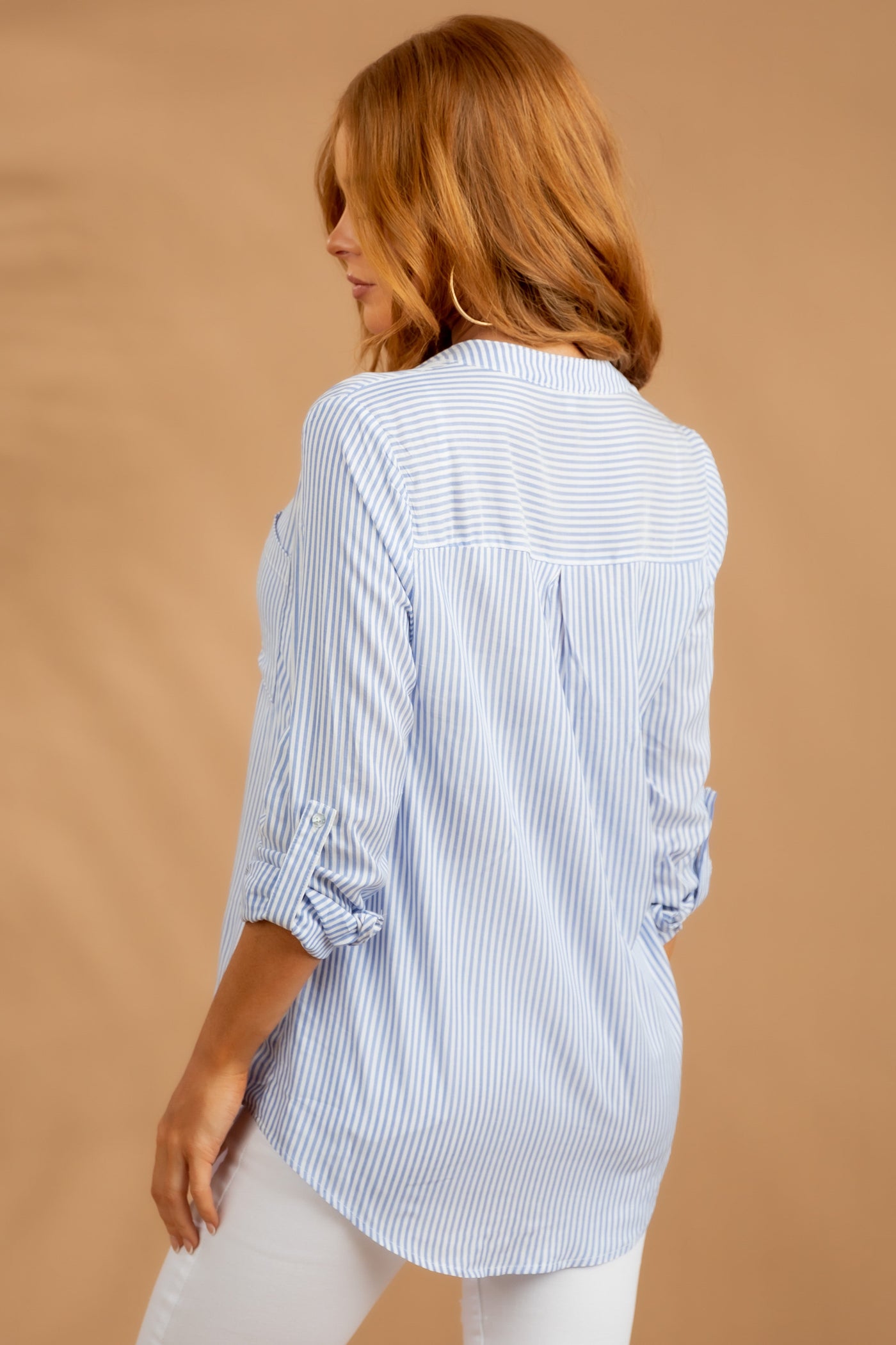 Cornflower Striped Chest Pocket Button Shirt