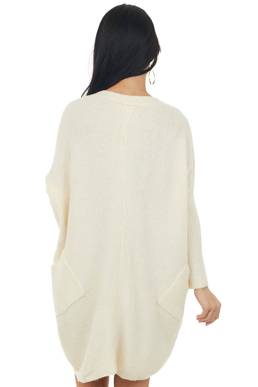 Cream Long Sleeve Soft Knit Duster Cardigan