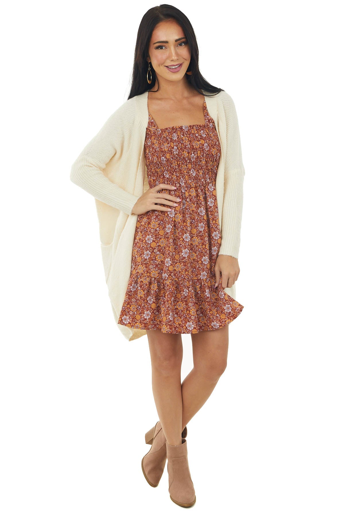 Cream Long Sleeve Soft Knit Duster Cardigan