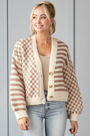 Cream Multiprint Button Front Cardigan
