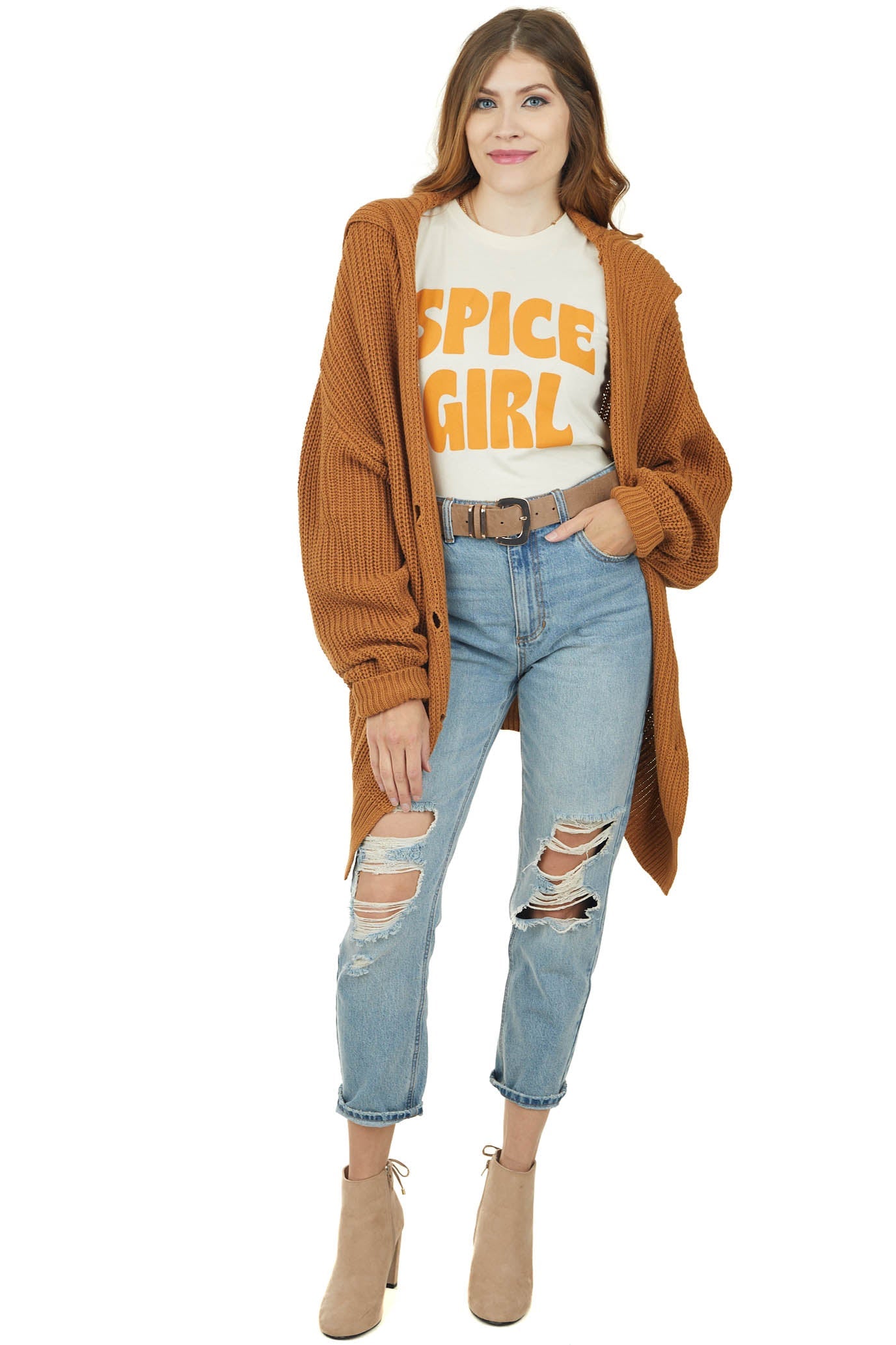 Cream 'Spice Girl' Graphic Short Sleeve Top