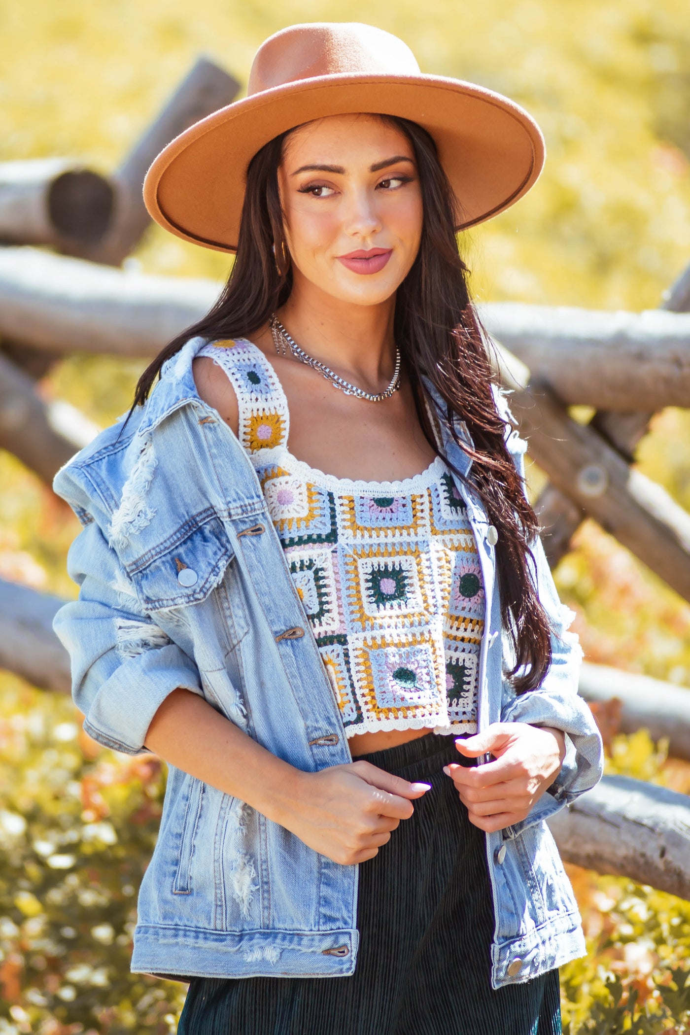 Cream Floral Crochet Sleeveless Cropped Tank Top