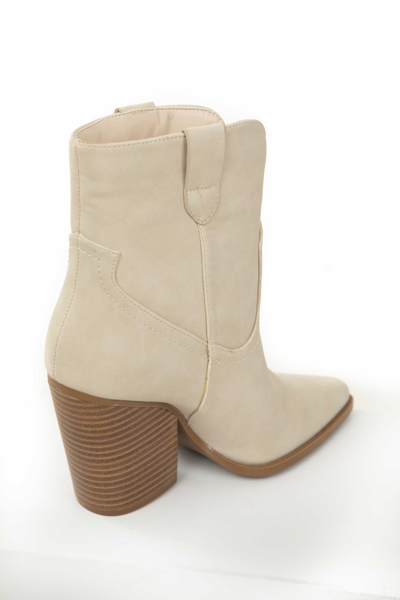 Cream Nubuck Chunky High Heel Western Booties