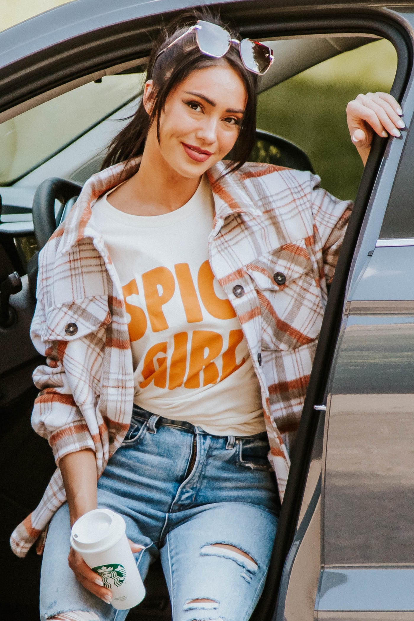 Cream 'Spice Girl' Graphic Short Sleeve Top