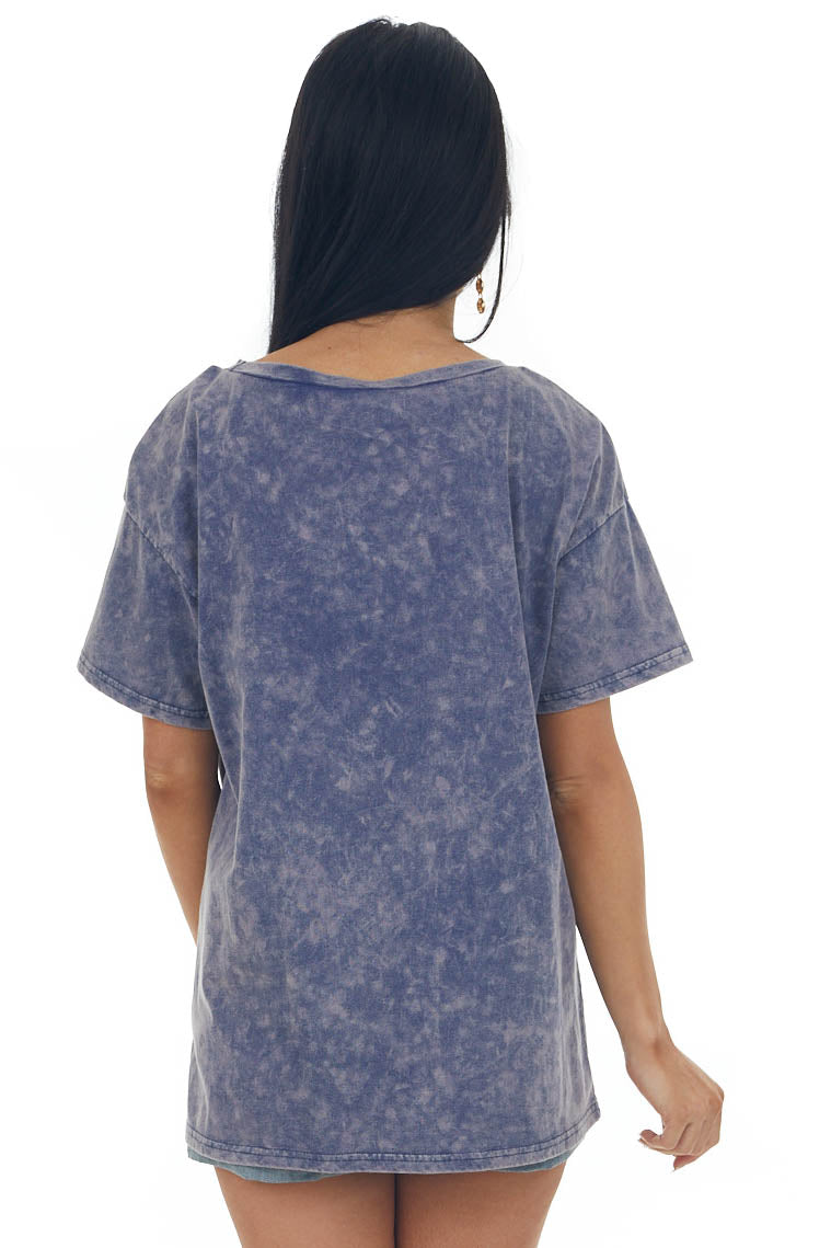 Dark Dusty Blue Washed 'Lake Weekend' Knit Top