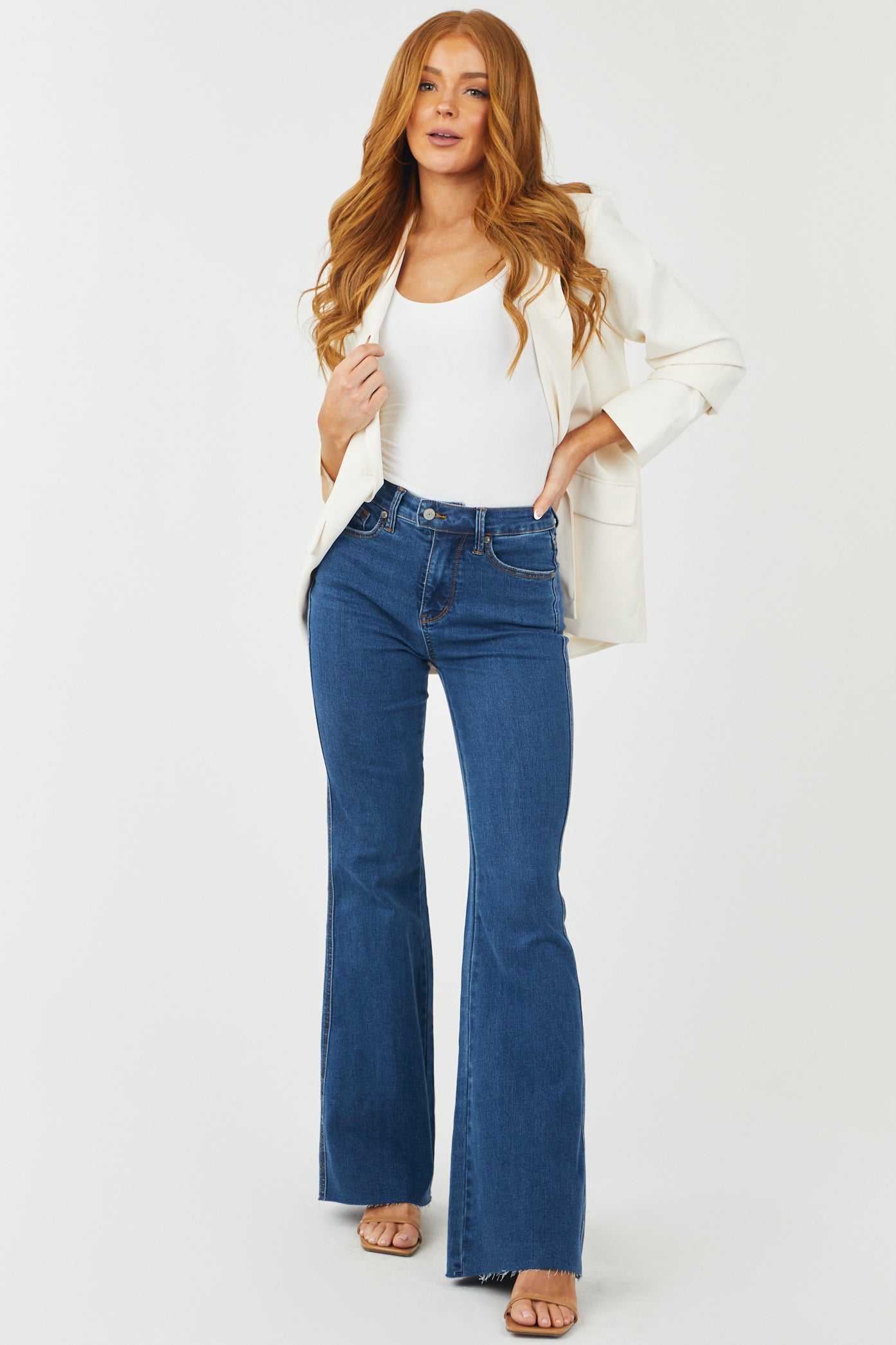 Dark Wash High Rise Control Top Flare Jeans