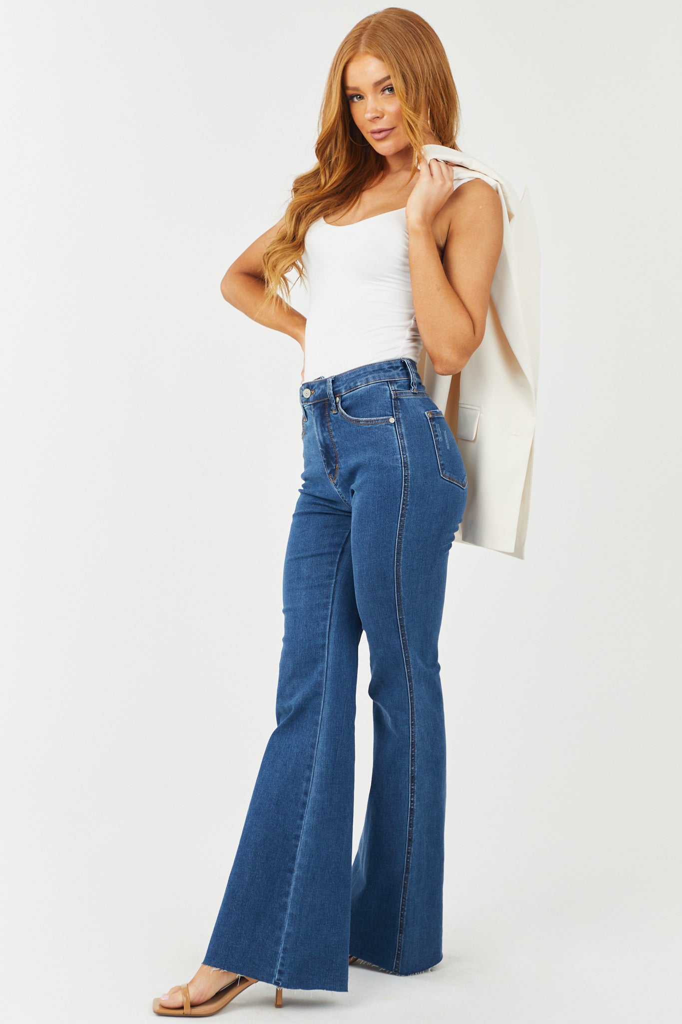 Dark Wash High Rise Control Top Flare Jeans