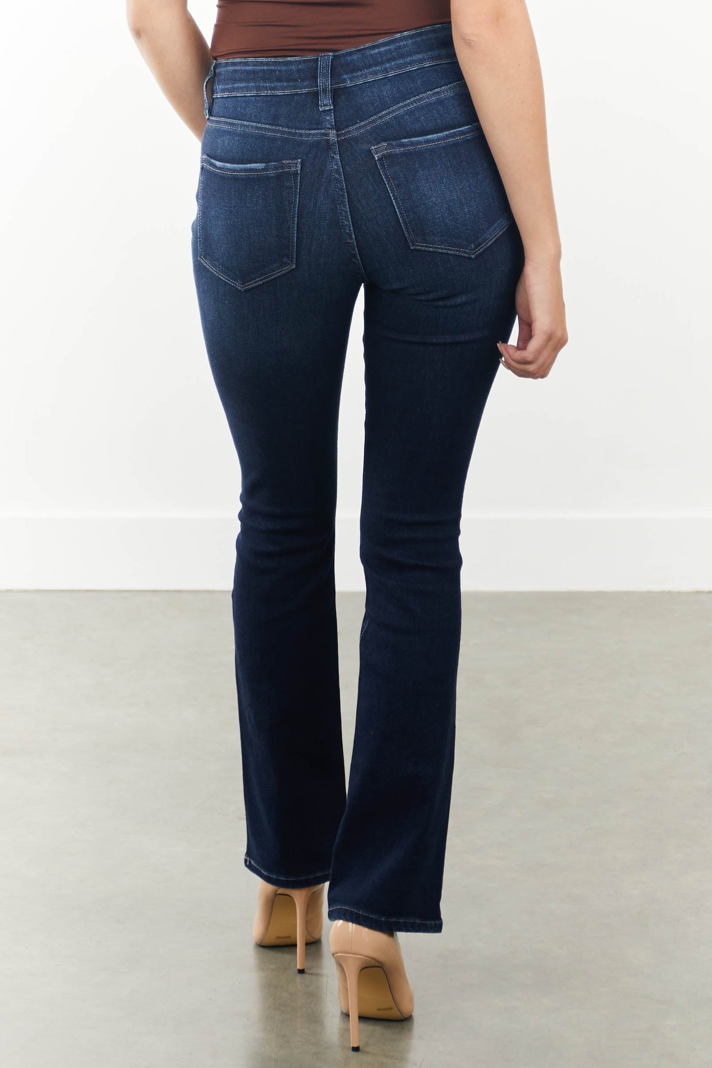 Dark Wash High Rise Skinny Bootcut Jeans