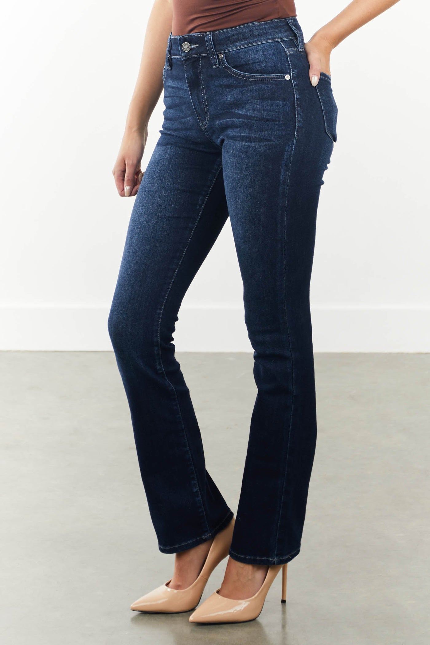 Dark Wash High Rise Skinny Bootcut Jeans