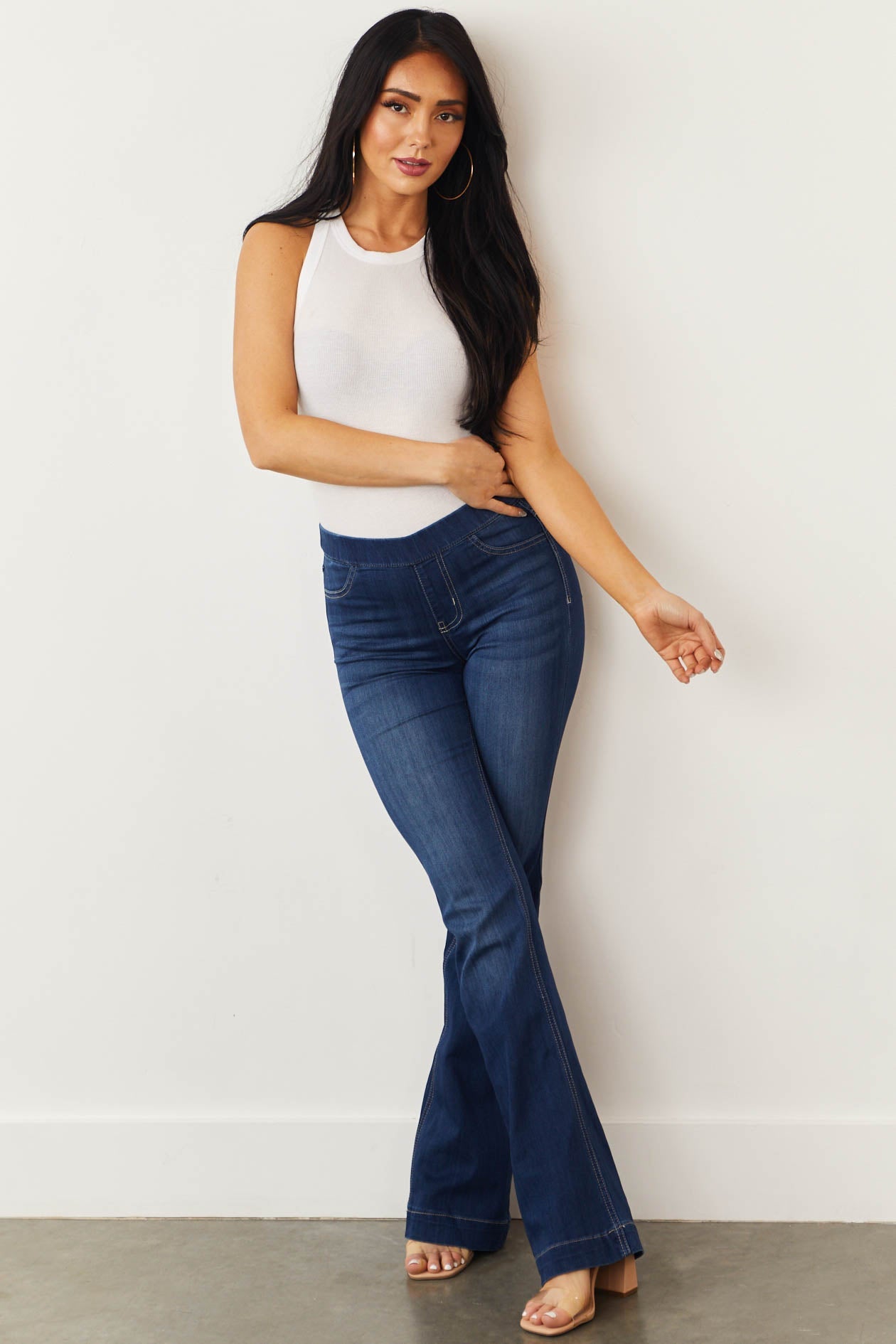 Dark Wash Super Stretchy Denim Flare Jeggings
