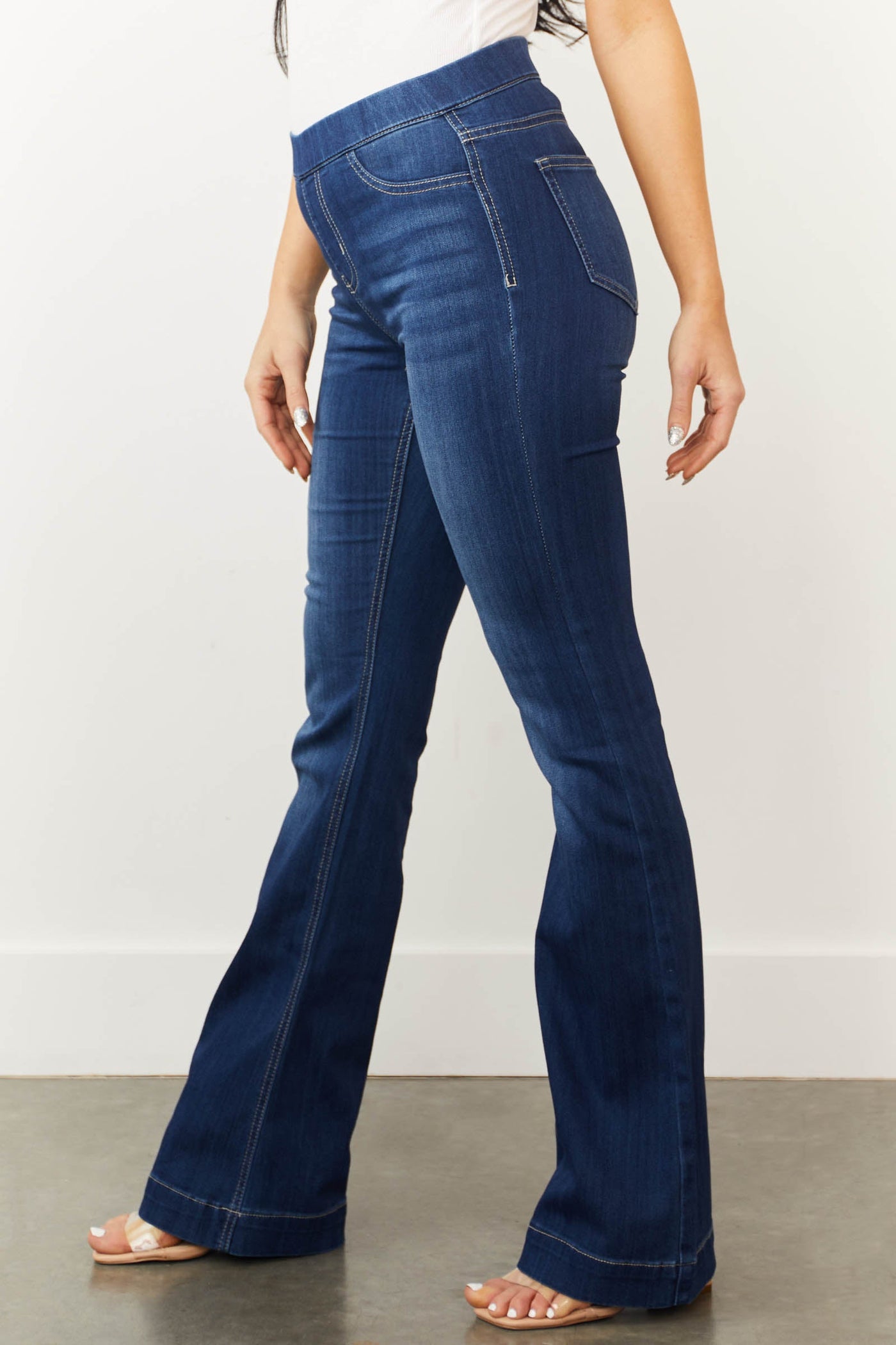 Dark Wash Super Stretchy Denim Flare Jeggings