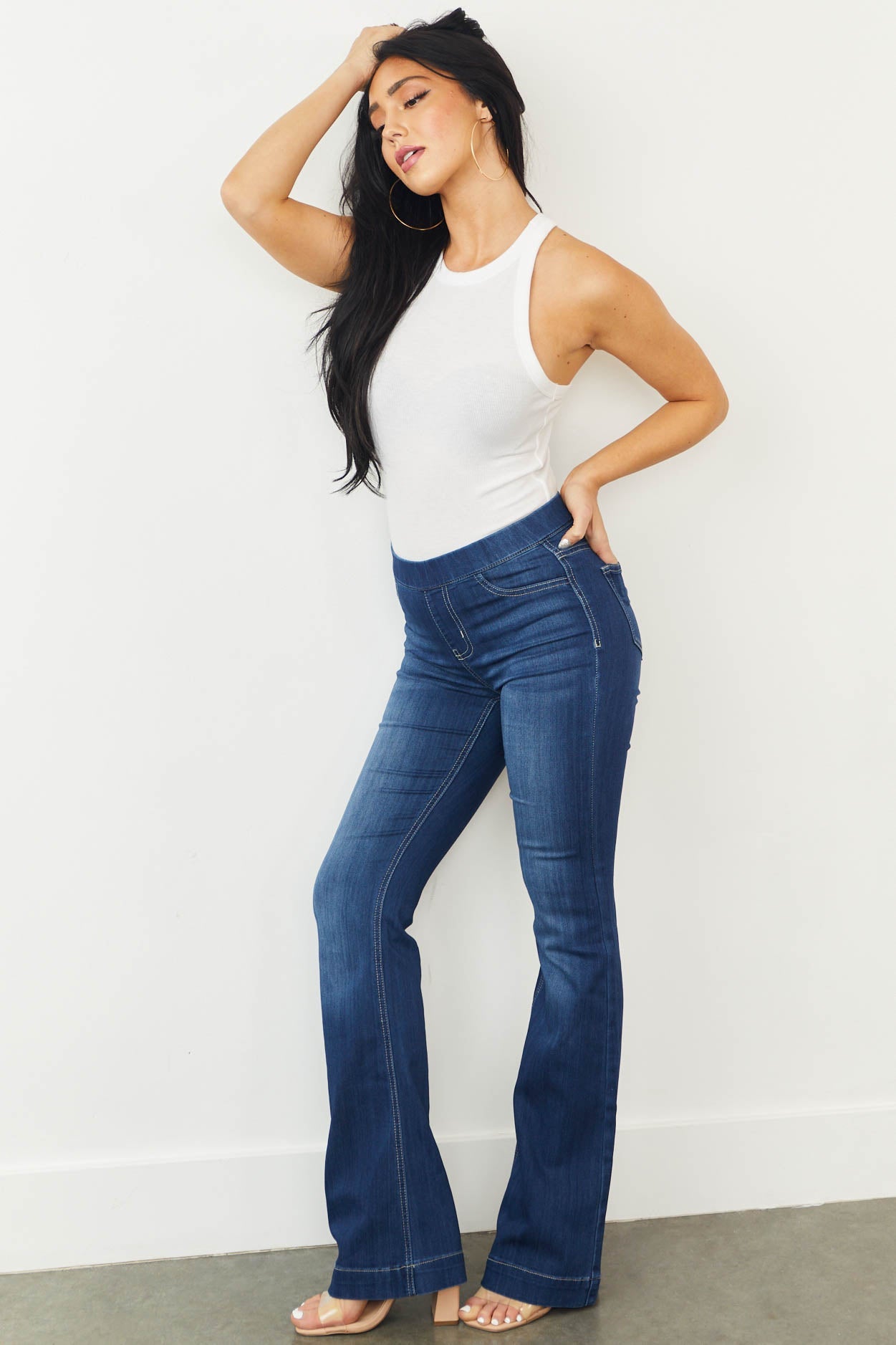 Dark Wash Super Stretchy Denim Flare Jeggings
