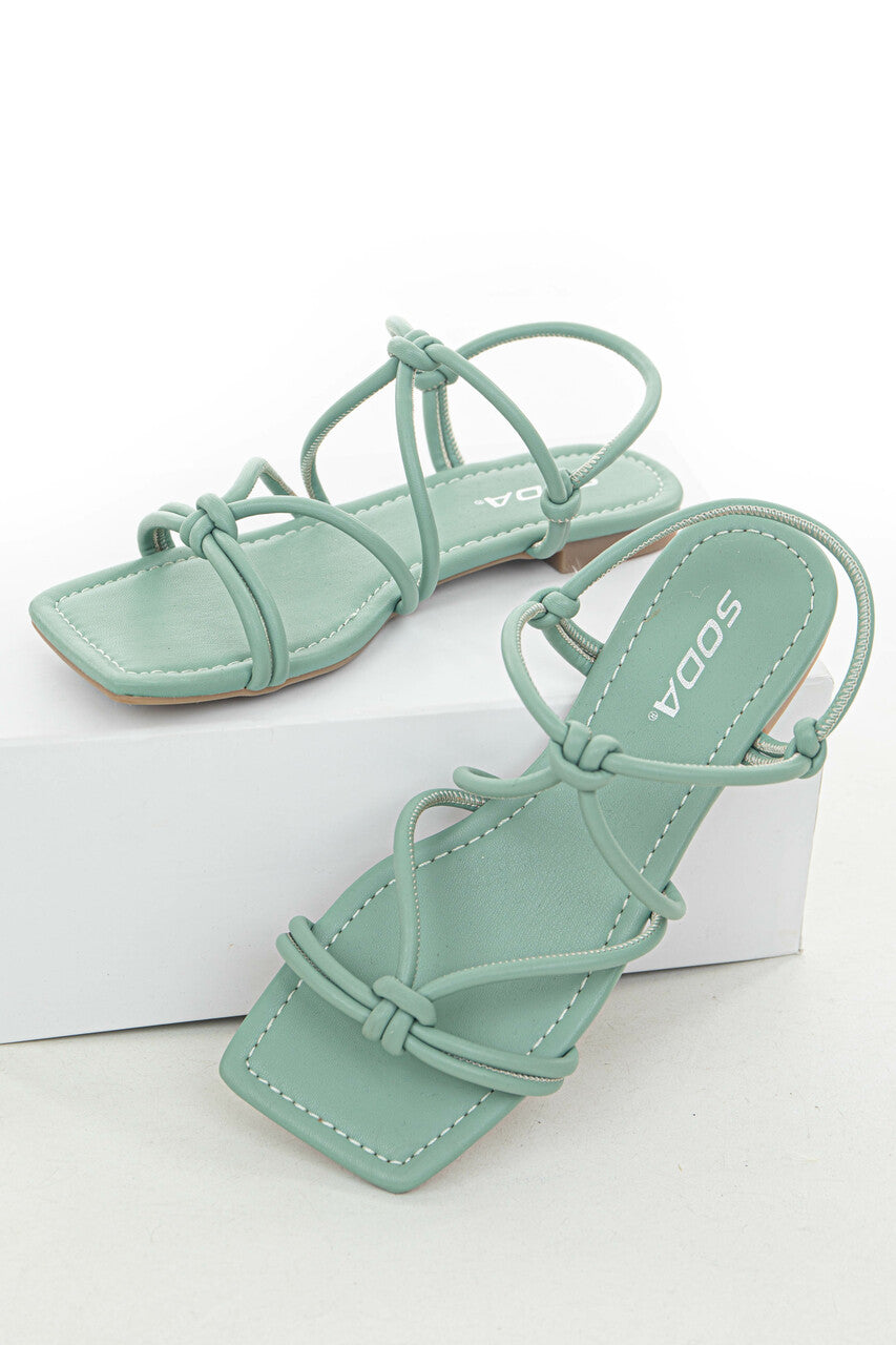 Dark Sage Faux Leather Strappy Open Toe Sandal 