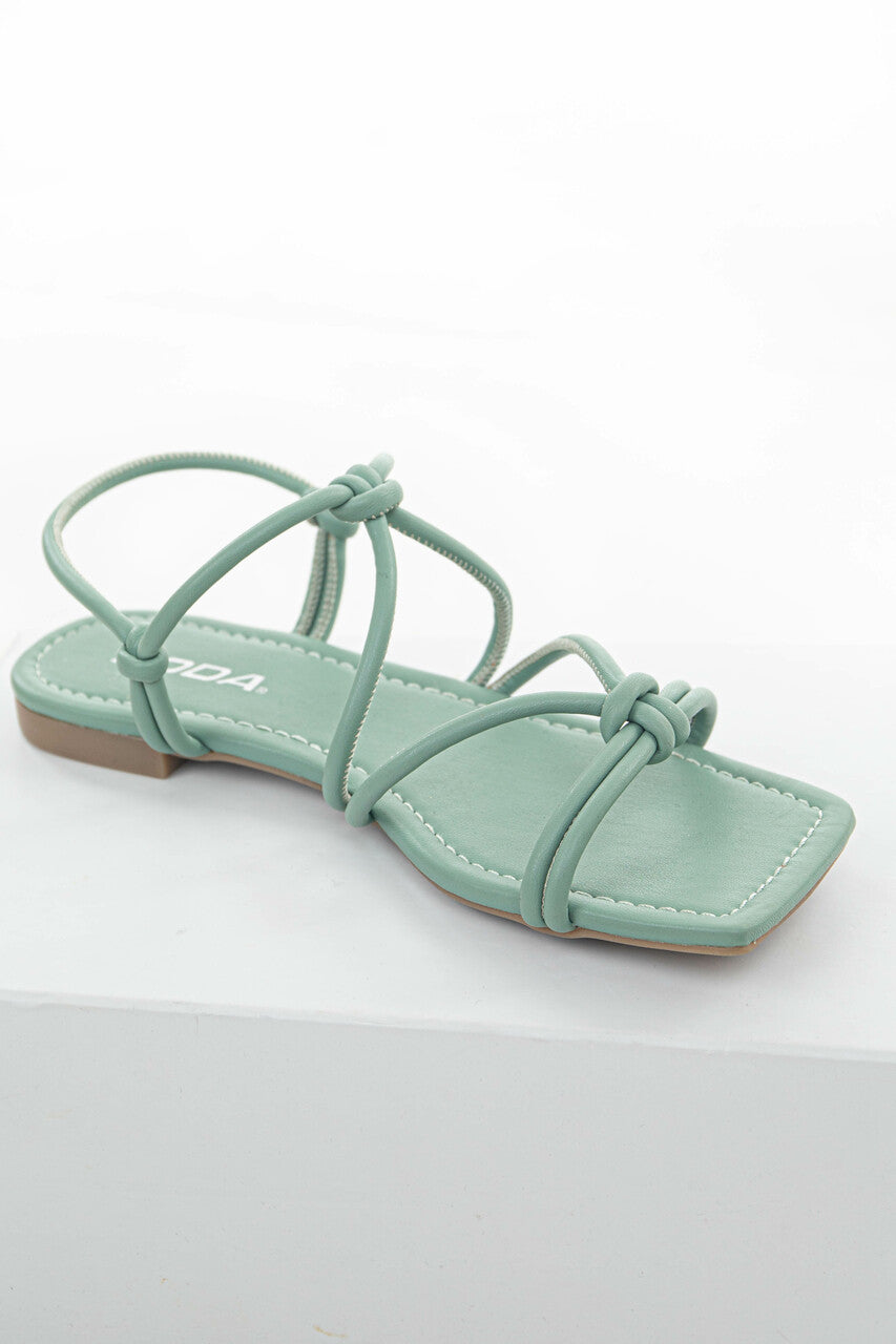 Dark Sage Faux Leather Strappy Open Toe Sandal 