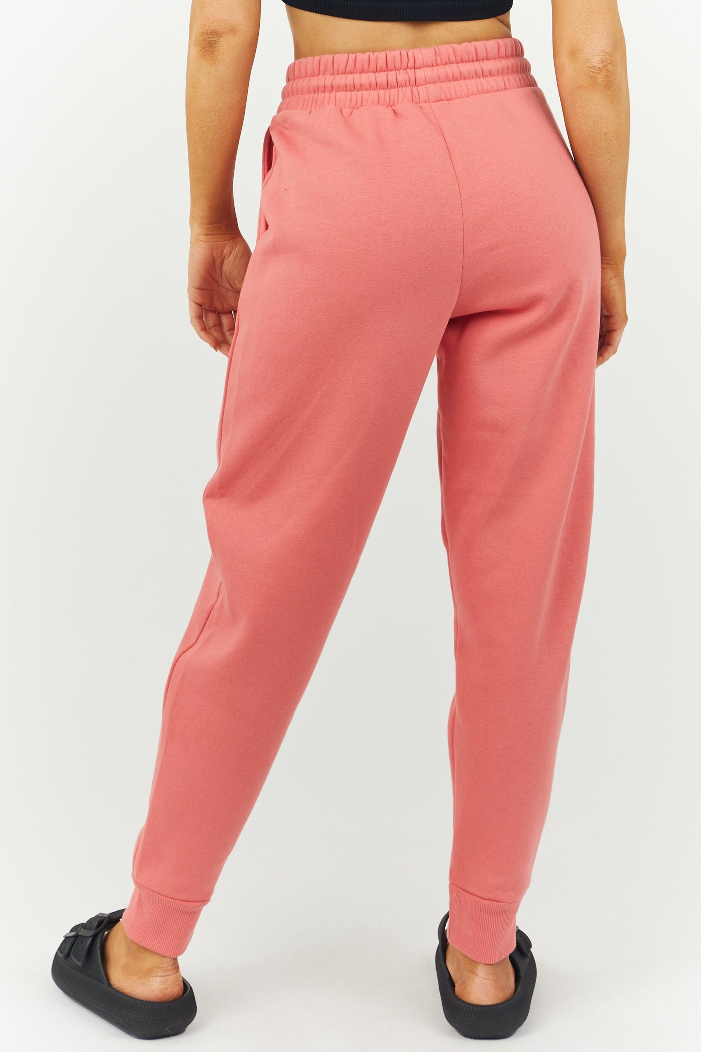 Deep Coral Drawstring Waist Knit Joggers