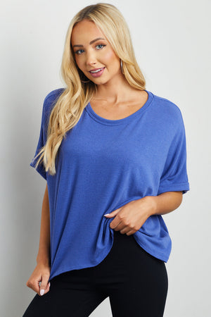 Deep Cornflower Dolman Sleeve Relaxed Knit Top