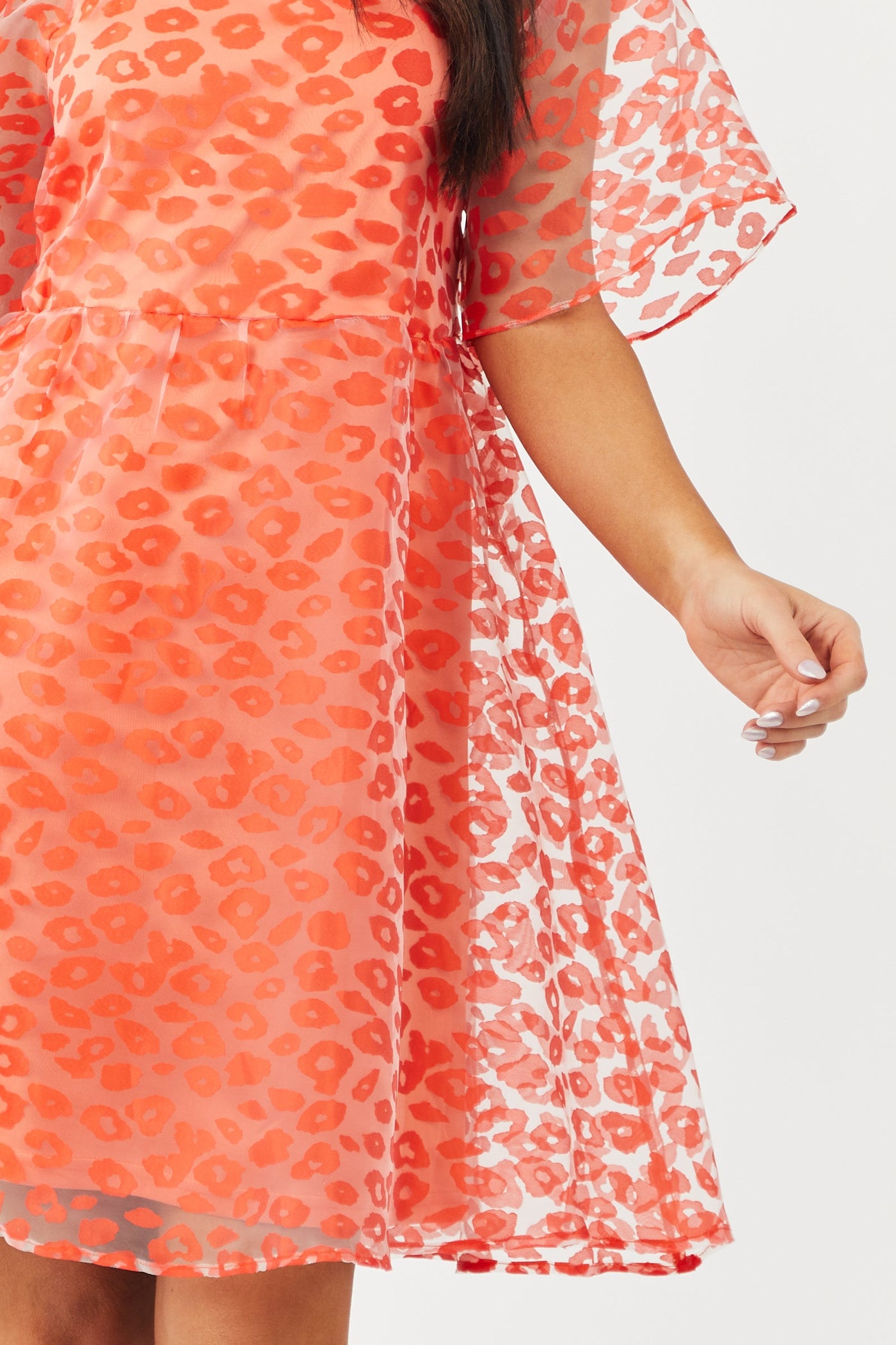 Deep Ginger Leopard Print Short Sleeve Mini Dress