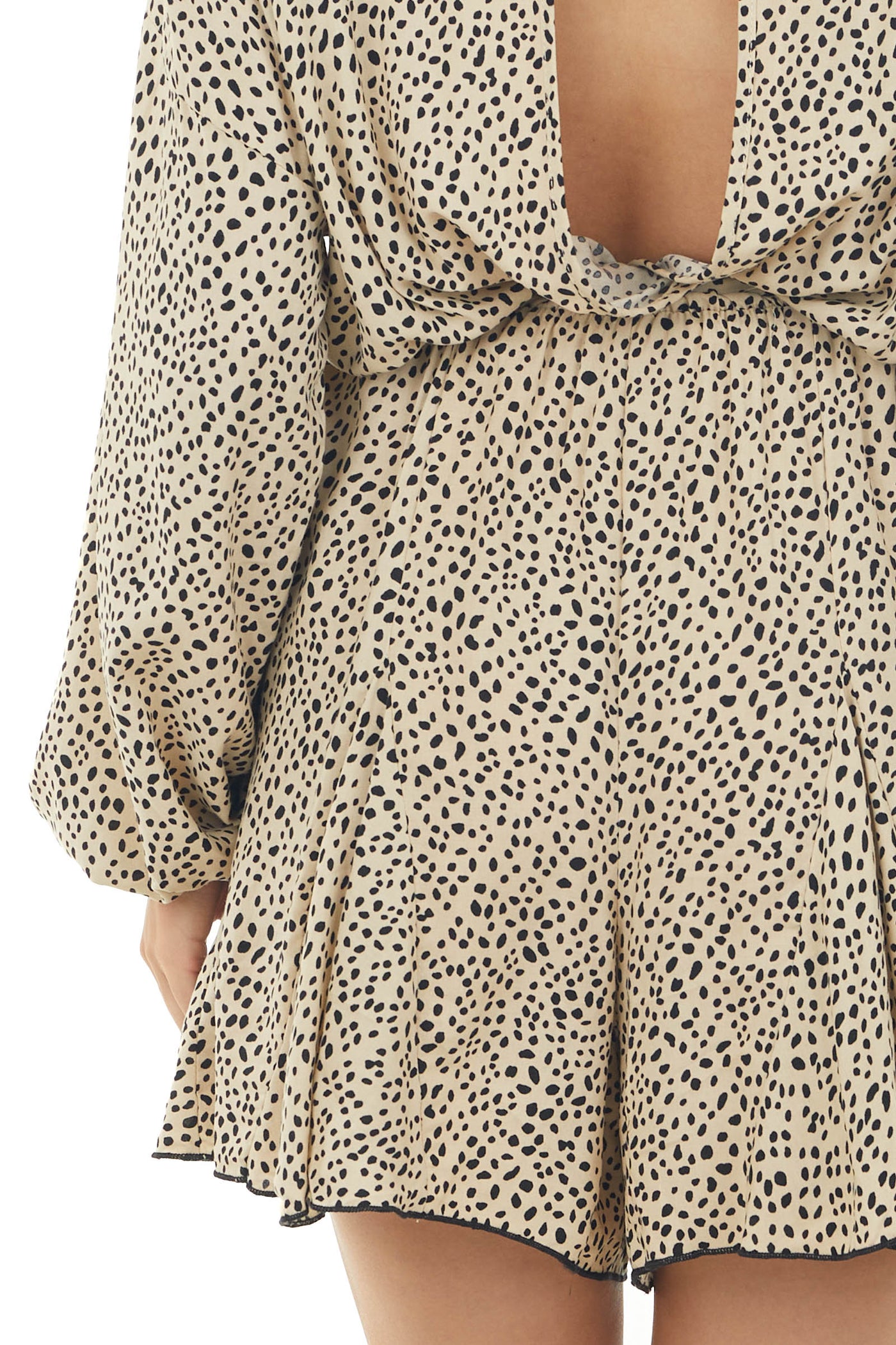 Desert Sand Animal Print Long Sleeve Woven Romper