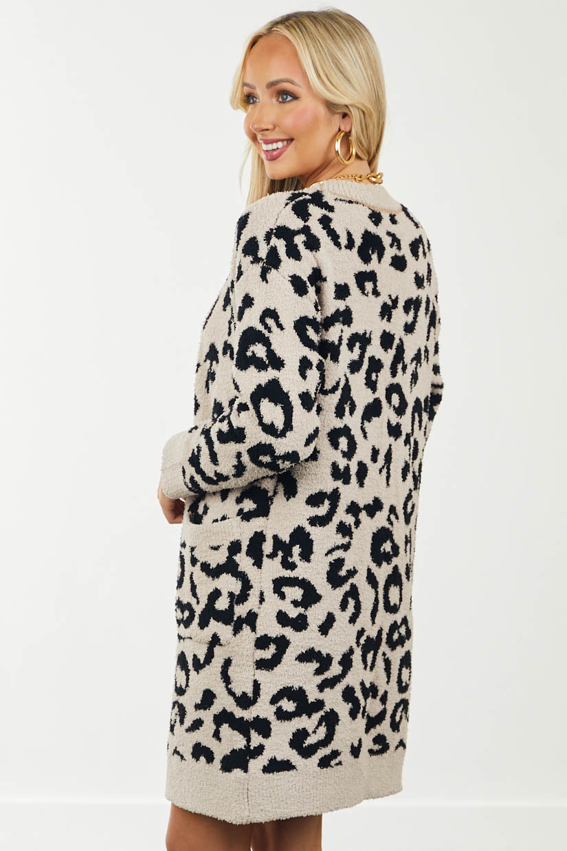 Desert Sand Leopard Print Soft Knit Cardigan