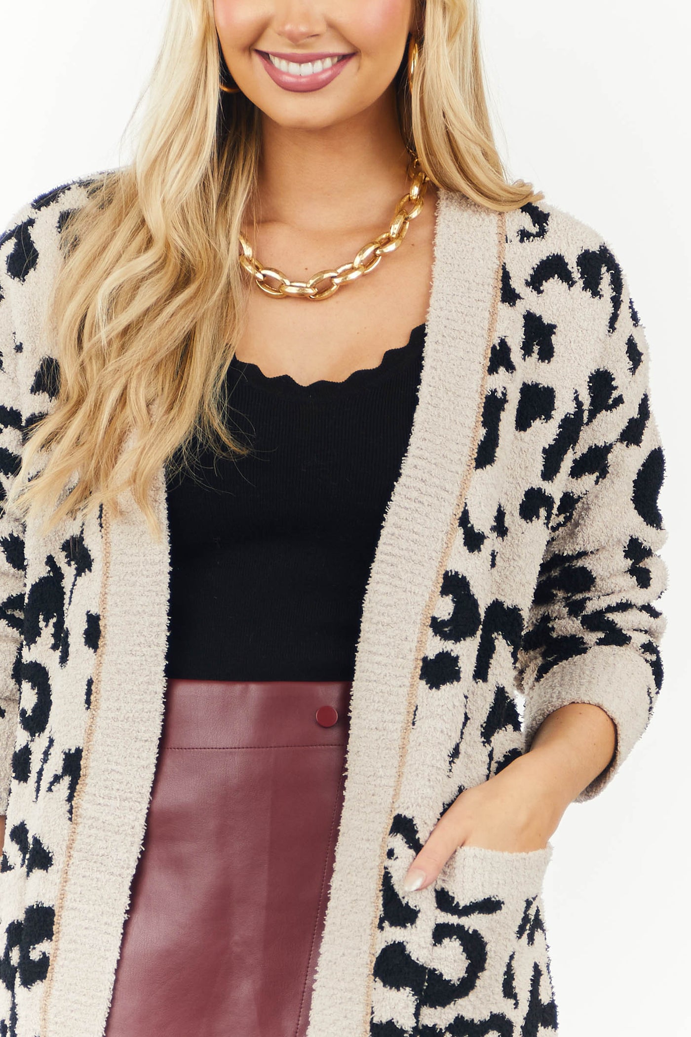 Desert Sand Leopard Print Soft Knit Cardigan