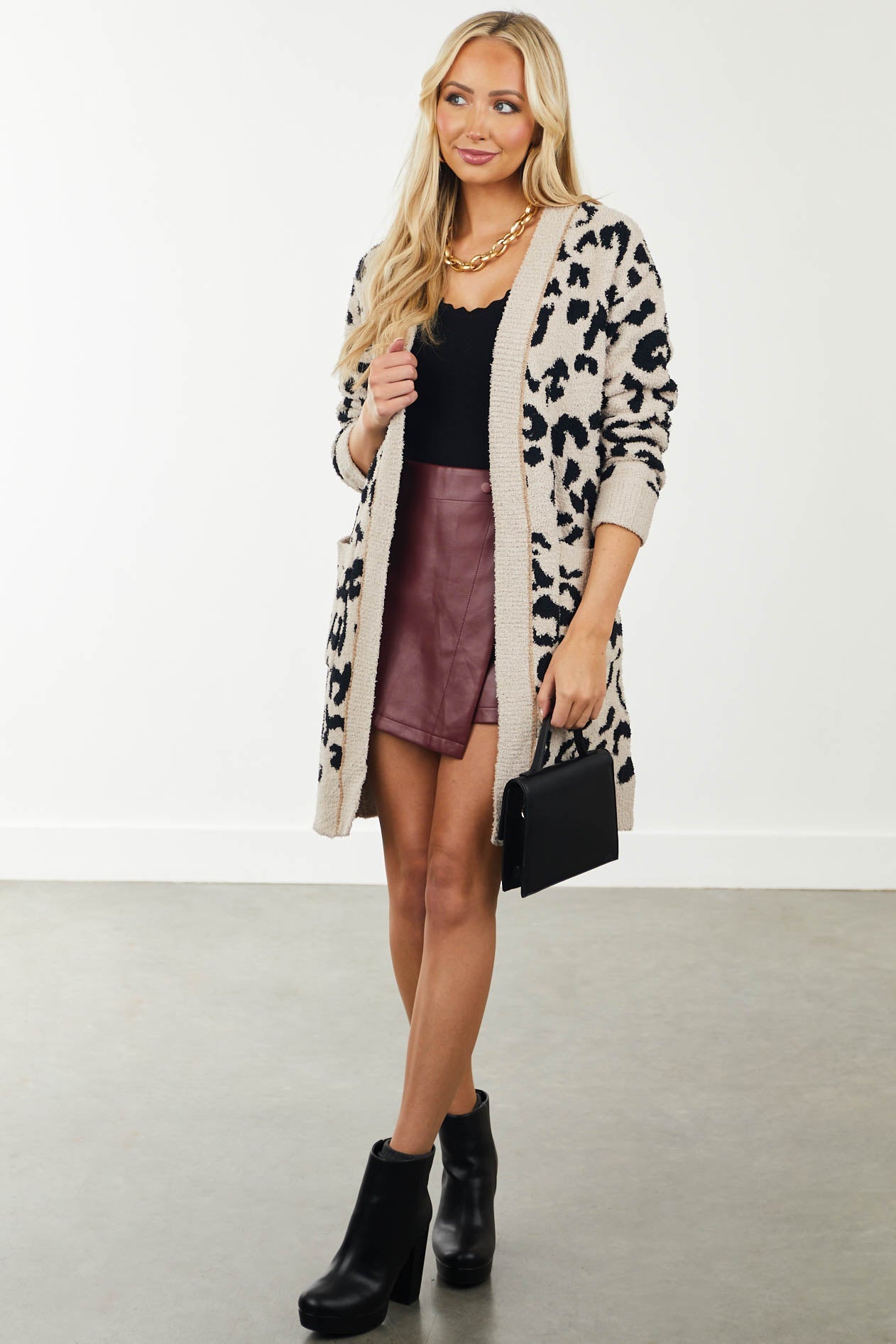 Desert Sand Leopard Print Soft Knit Cardigan