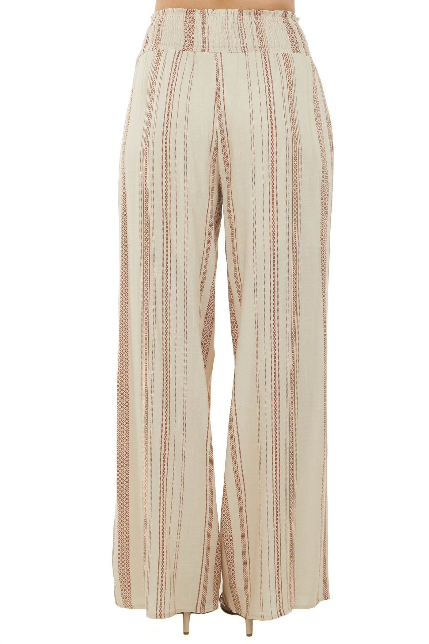 Desert Sand Printed Stripe Wide Leg Pants