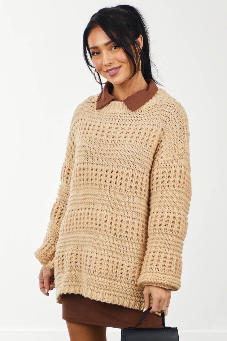 Desert Sand Textured Pullover Sweater