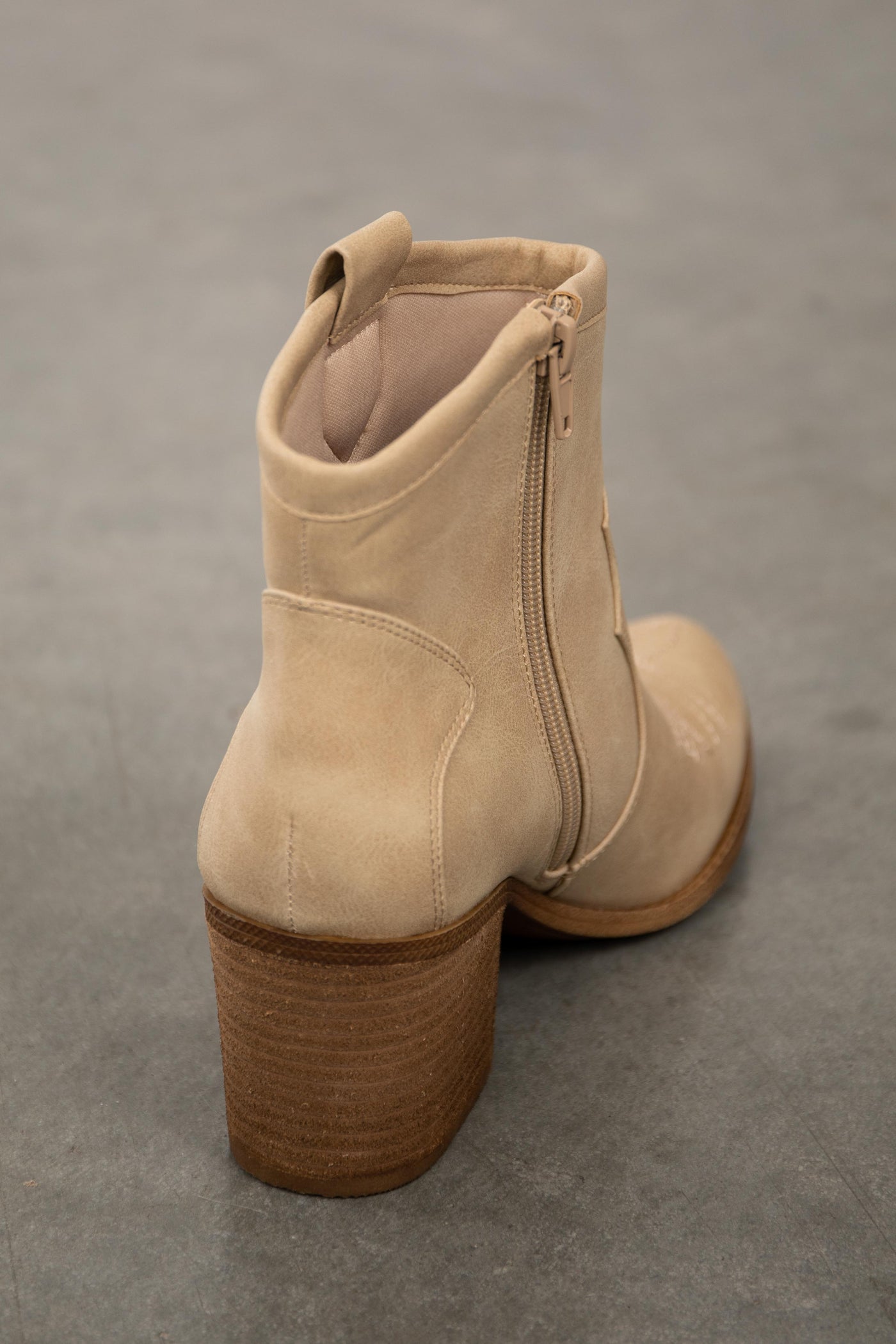 Desert Sand Faux Leather Western Style Booties