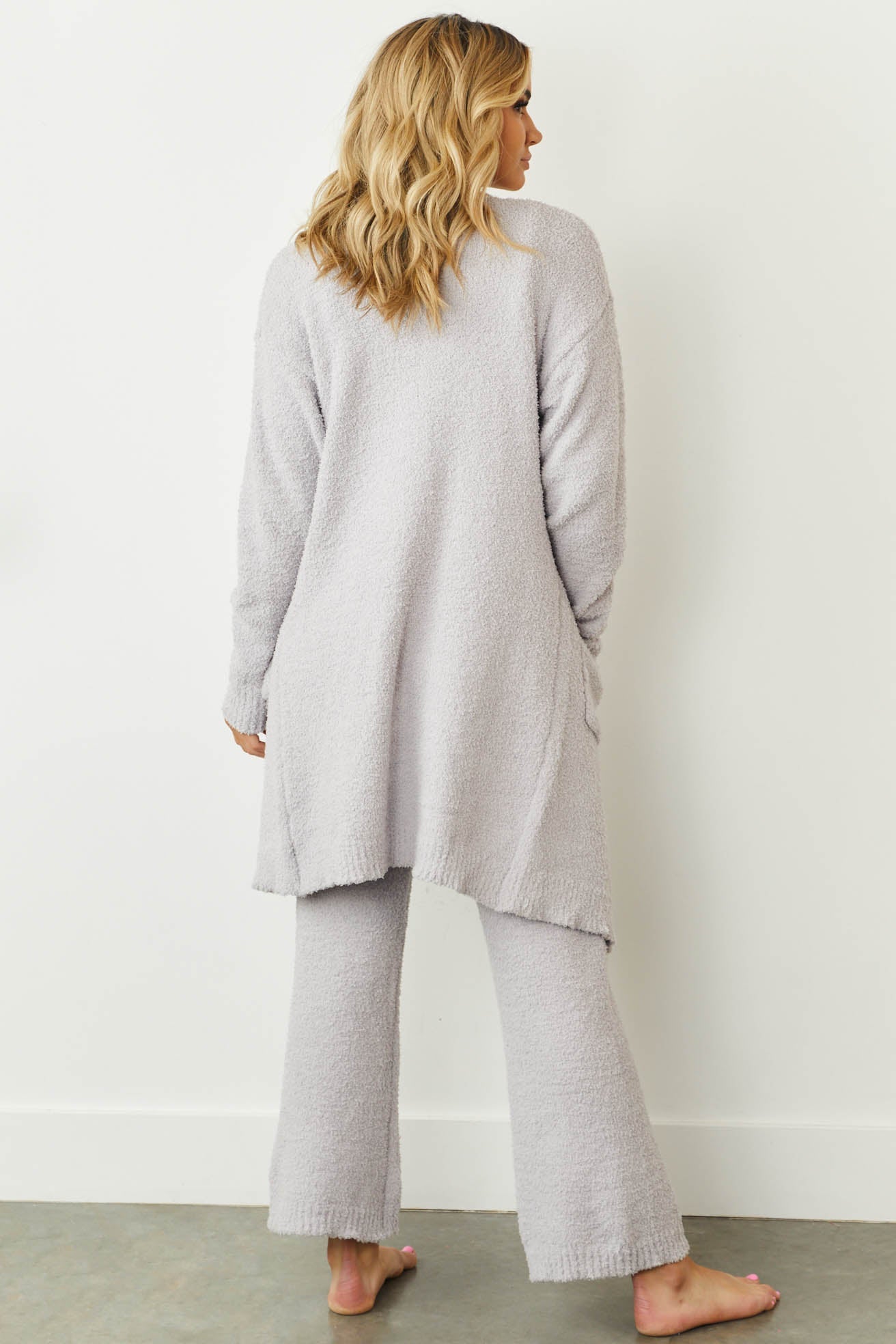 Dove Grey Long Sleeve Fuzzy Knit 3 Piece Set