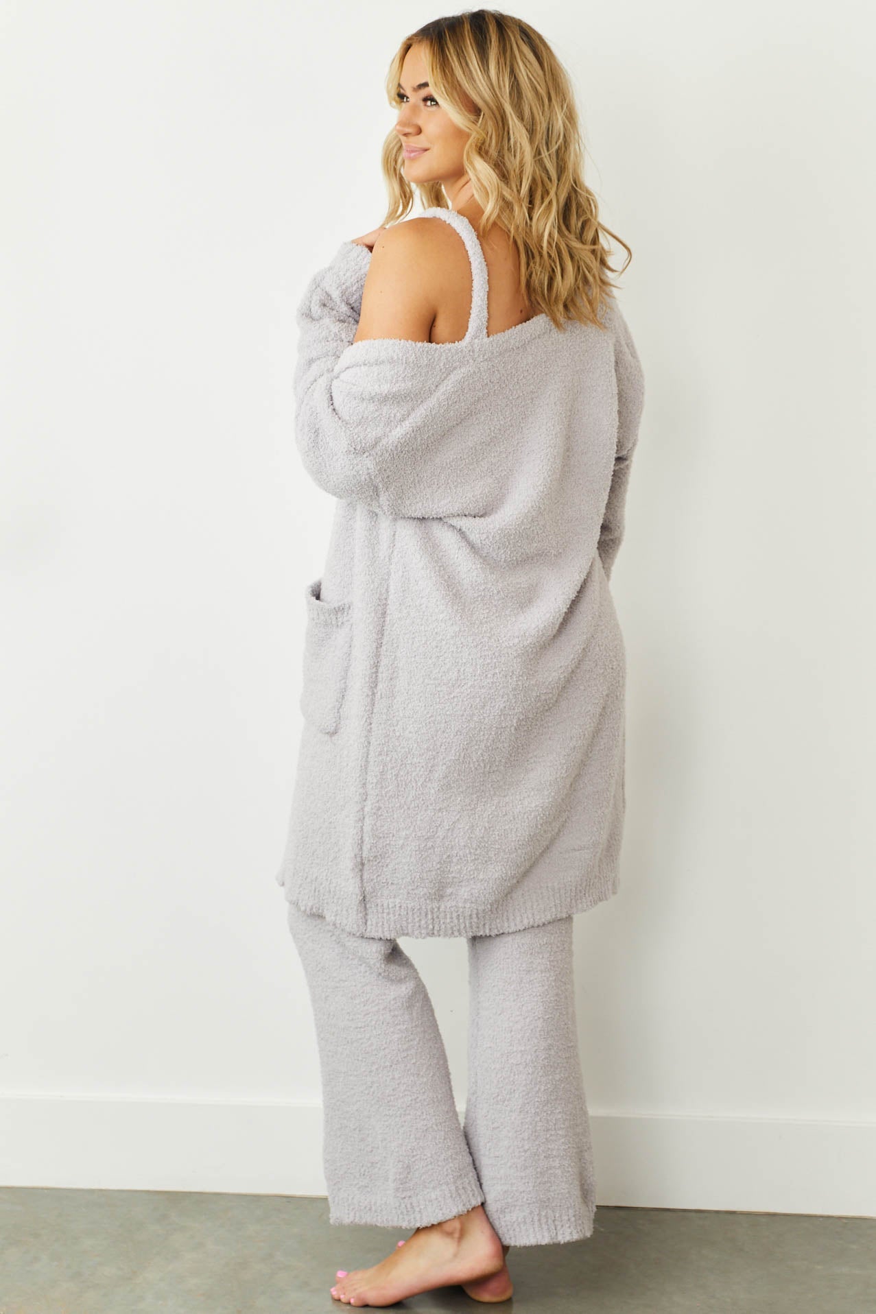 Dove Grey Long Sleeve Fuzzy Knit 3 Piece Set
