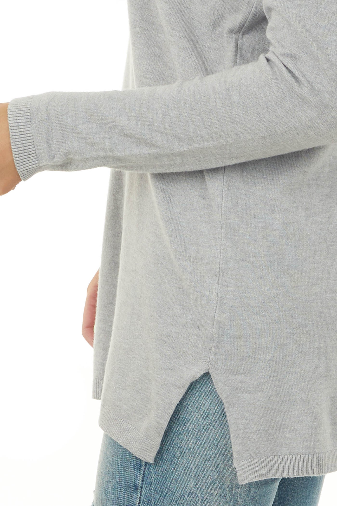 Dove Grey V Neck Lightweight Soft Knit Sweater